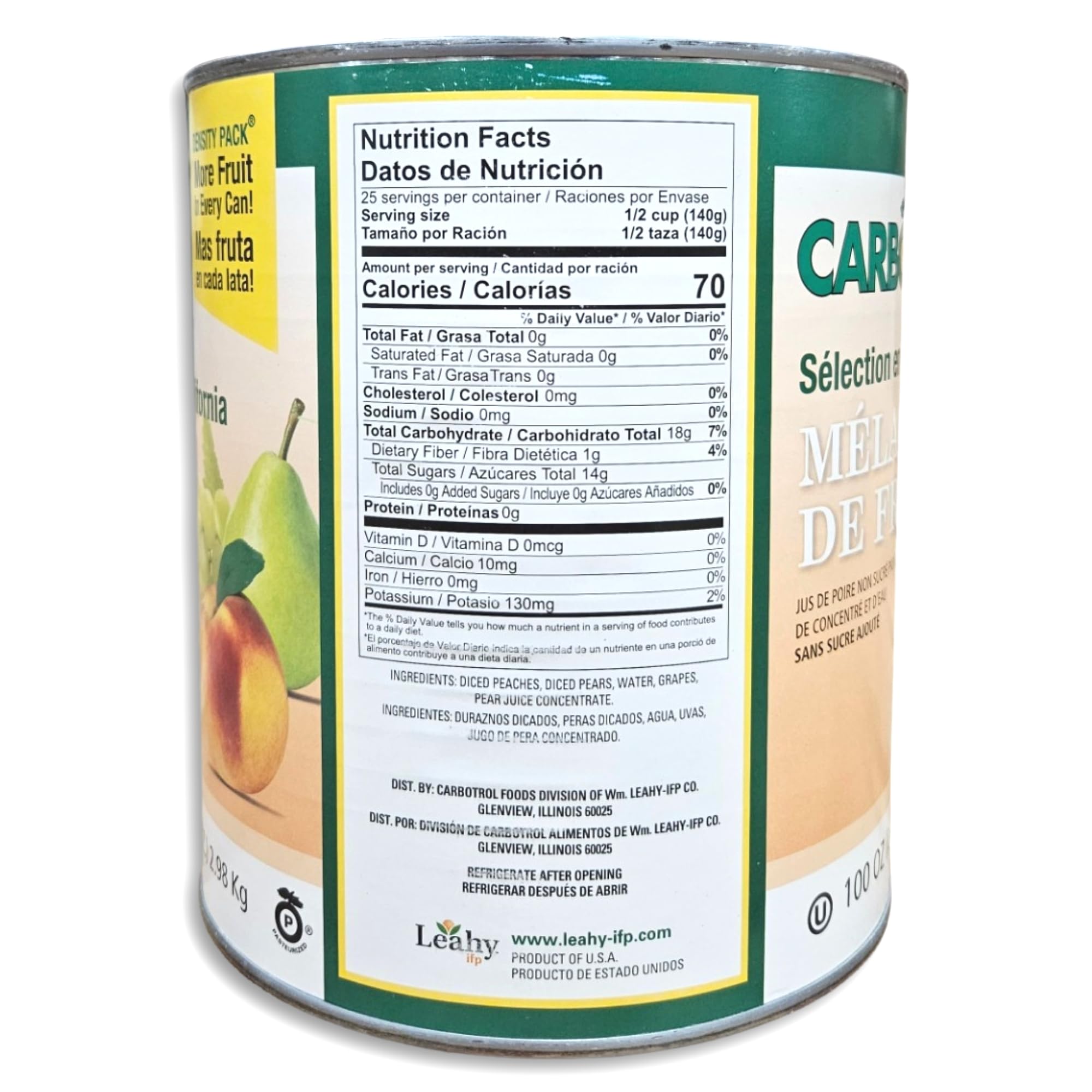 Carbotrol | Choice Diced California Fruit Mix in Pear Juice | 105 Ounce Density Pack Can | Case of 6 4
