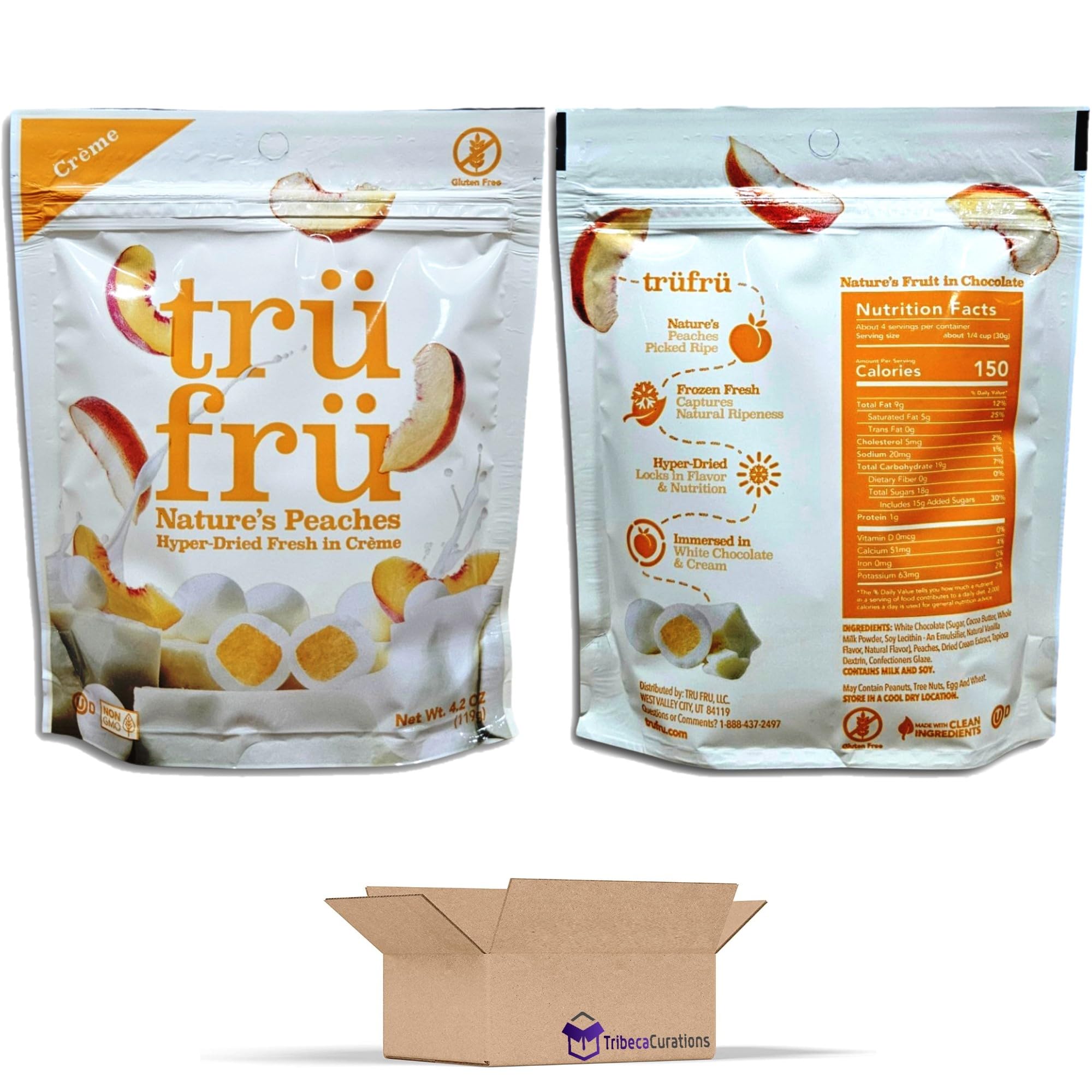 Tru Fru Chocolate & Creme Covered Hyper-Dried Fresh Fruit Variety Pack   Blueberry, Coconut, Peach, Raspberry, & Strawberry | 4.2 Ounce | Pack of 6 2