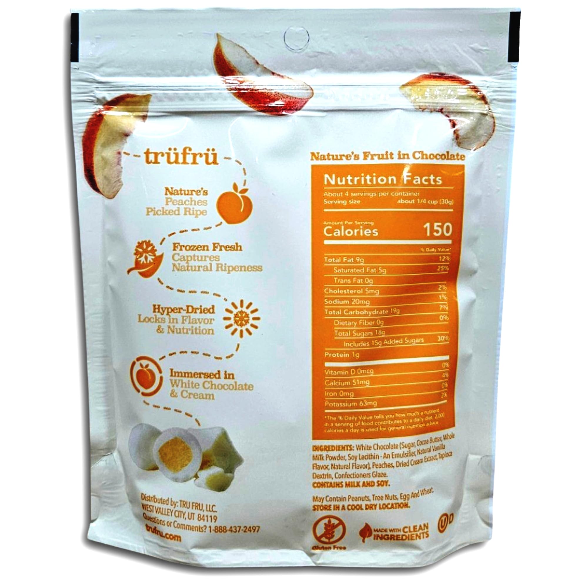 Tru Fru Creme Covered Hyper-Dried Fresh Peaches, 4.2 Oz Bag 2