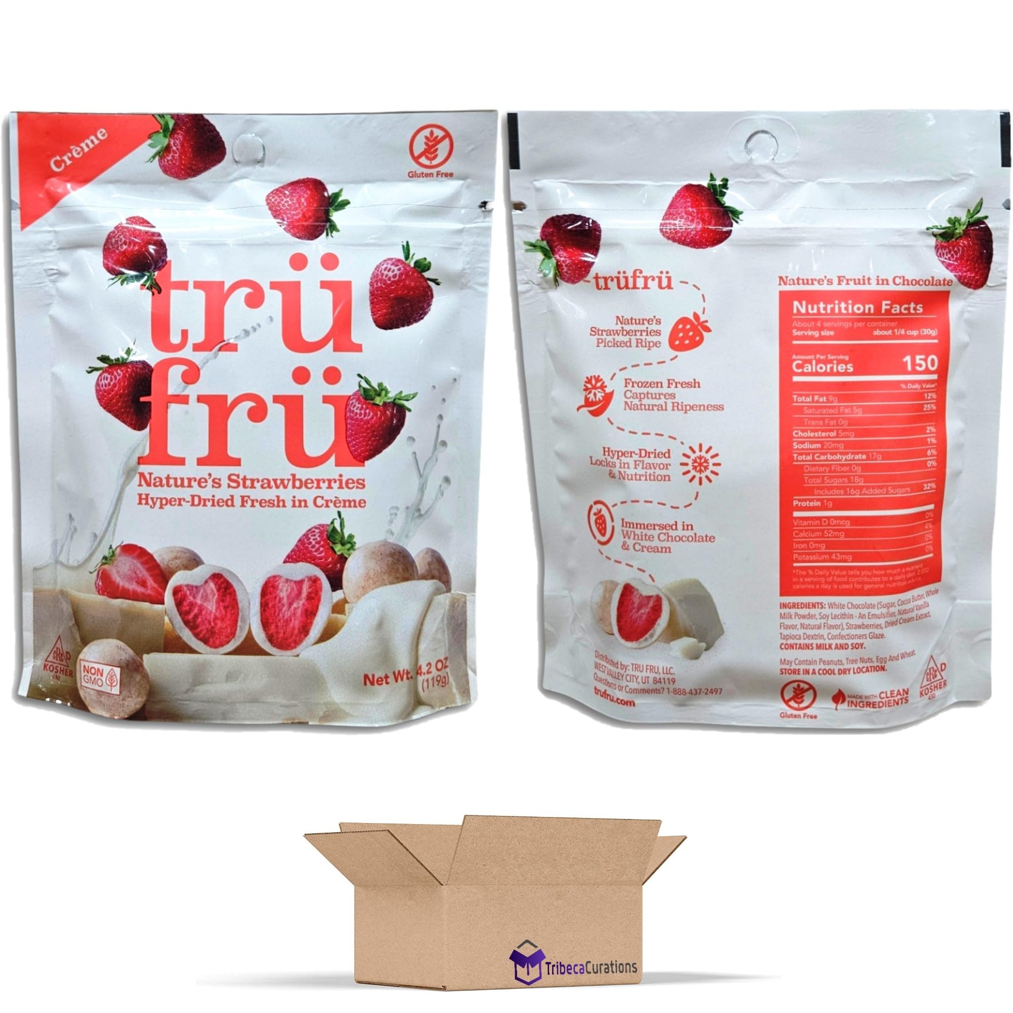 Tru Fru Creme Covered Hyper-Dried Fresh Strawberries, 3.4 Oz Bag 3