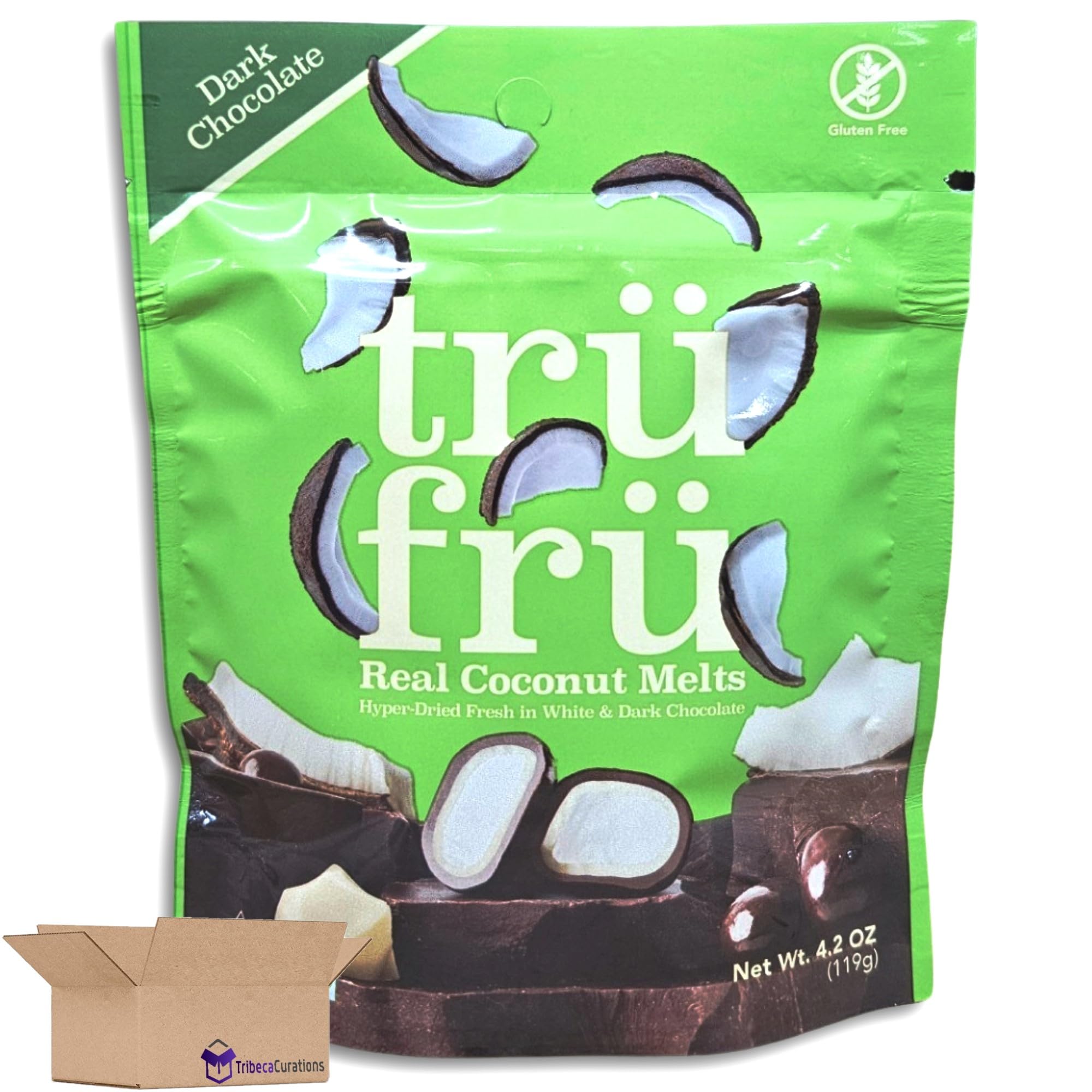 Tru Fru White & Dark Chocolate Covered Hyper-Dried Coconut Melts 4.2 Oz Bag