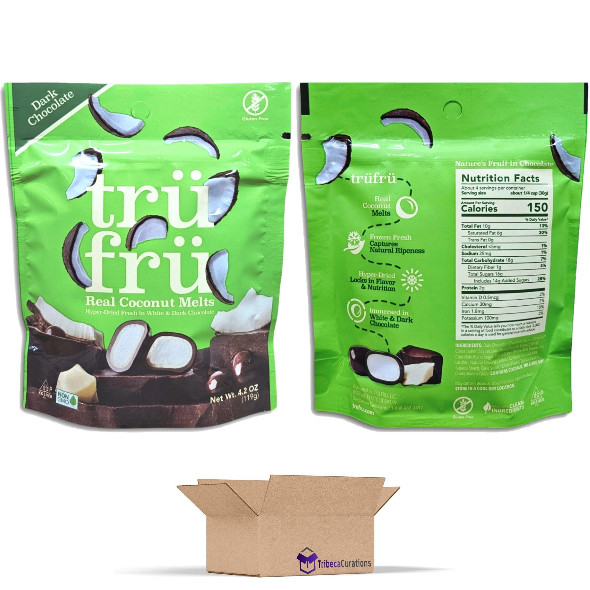 Tru Fru White & Dark Chocolate Covered Hyper-Dried Coconut Melts 4.2 Oz Bag 3