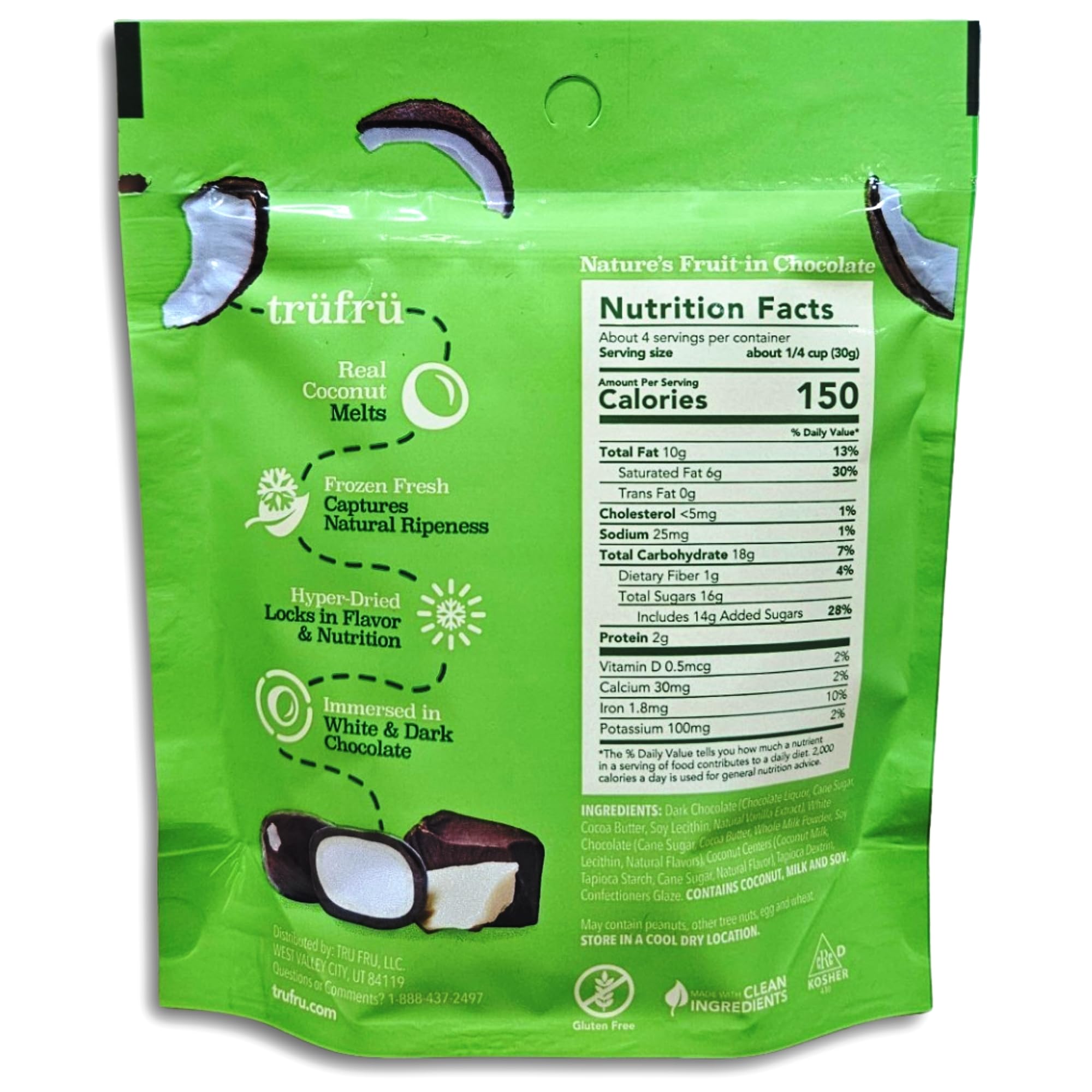 Tru Fru White & Dark Chocolate Covered Hyper-Dried Coconut Melts 4.2 Oz Bag 2