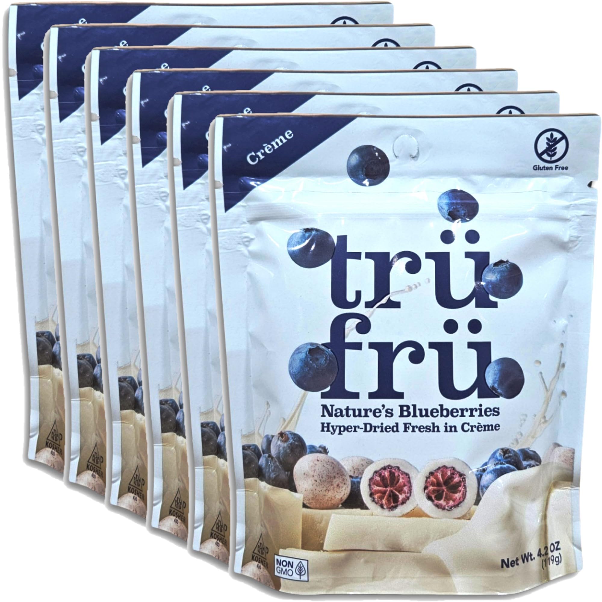 Tru Fru Creme Covered Hyper-Dried Fresh Blueberries, 3.4 Oz, 6 Pack 6