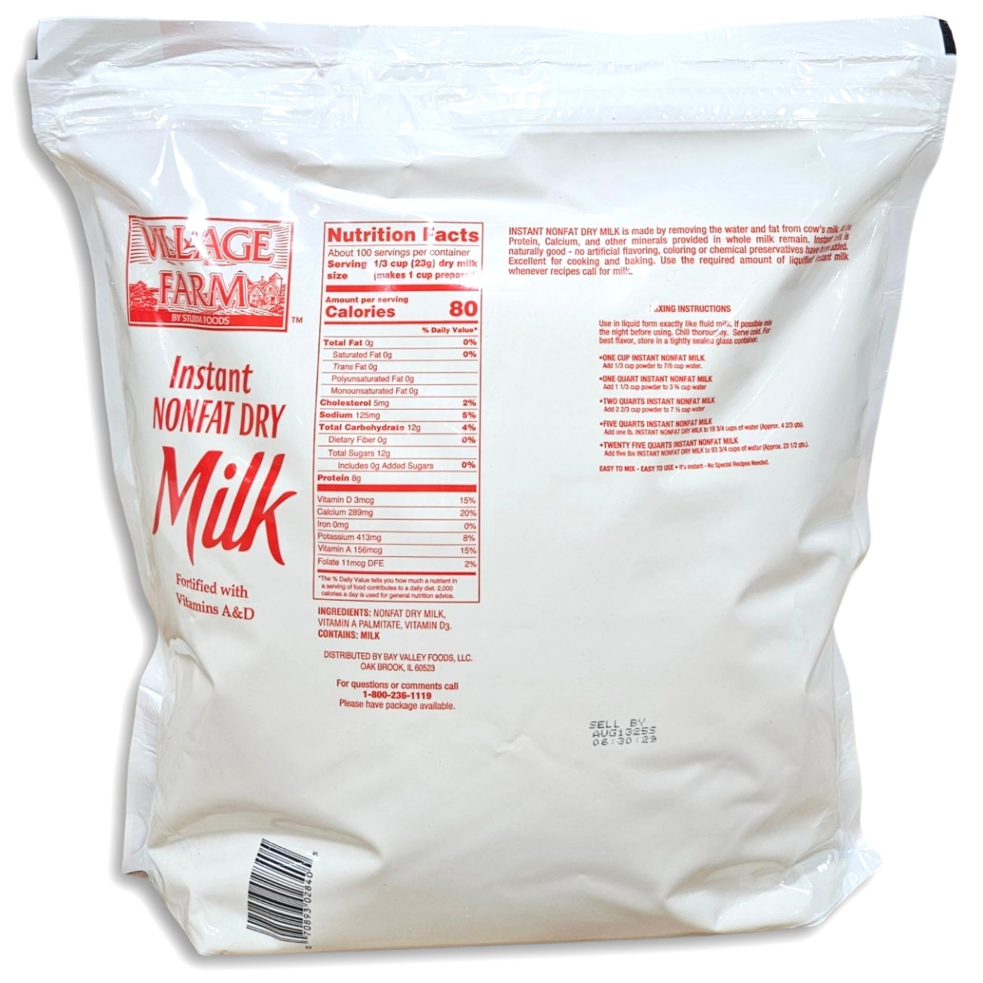 Instant Nonfat Dry Milk Value Pack   Bulk 5 Pound (80oz) Bag 4