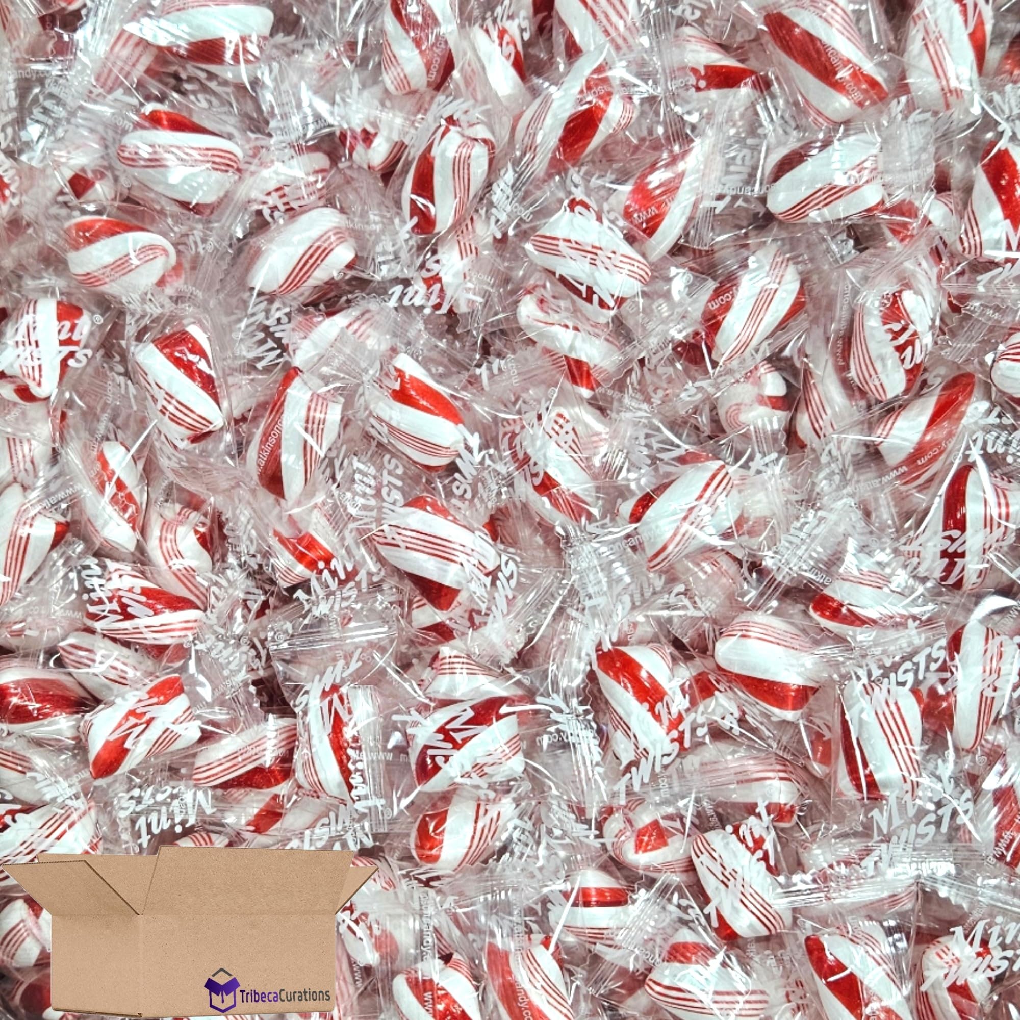 Red & White Cylinder Shaped Mint Candy Twists, 1 lb.