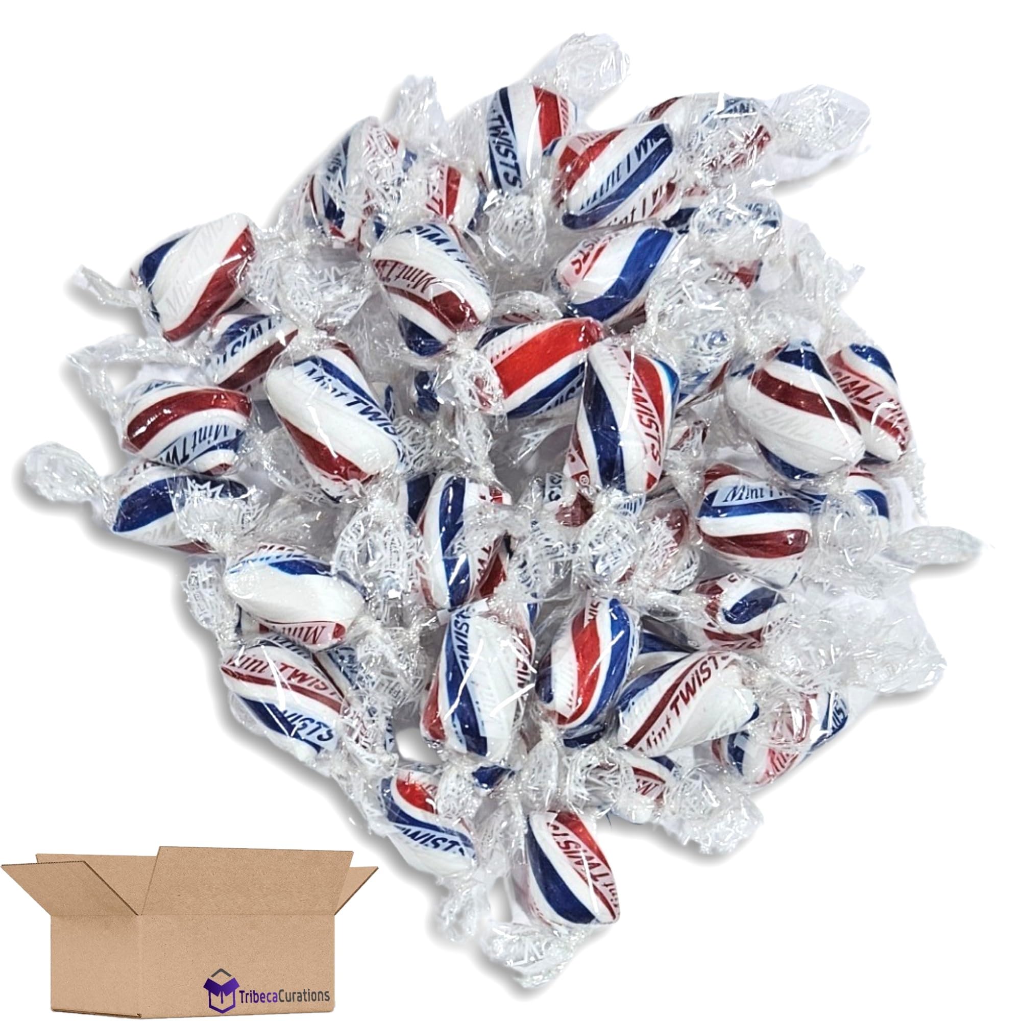 Red, Blue, & White Cylinder Shaped Mint Candy Twists, 5lb. 4