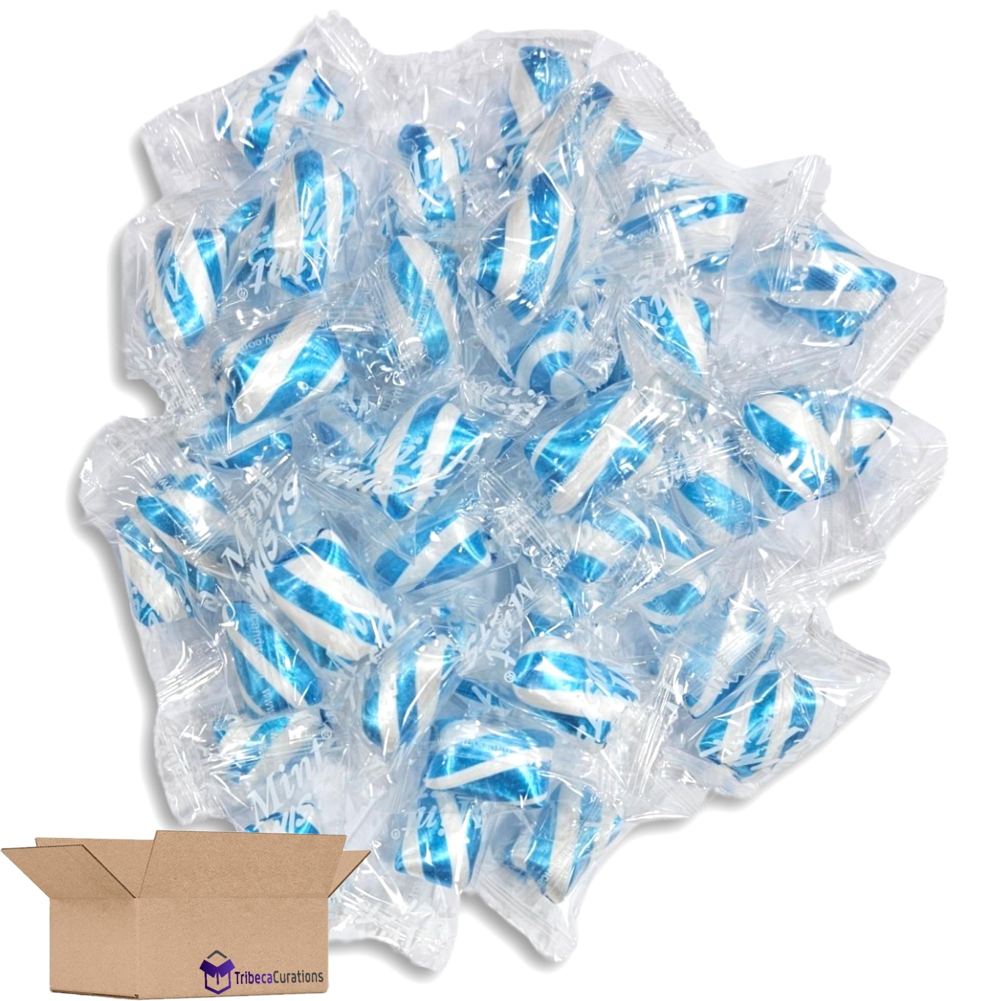 Light Blue & White Cylinder Shaped Mint Candy Twists, 5 Pound Bag 4