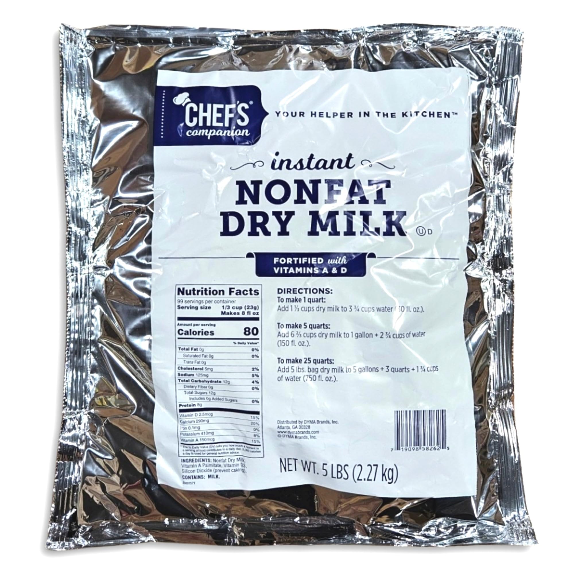 Chef's Companion Instant Nonfat Dry Milk Value Pack   5 Pound Bulk Bag 6