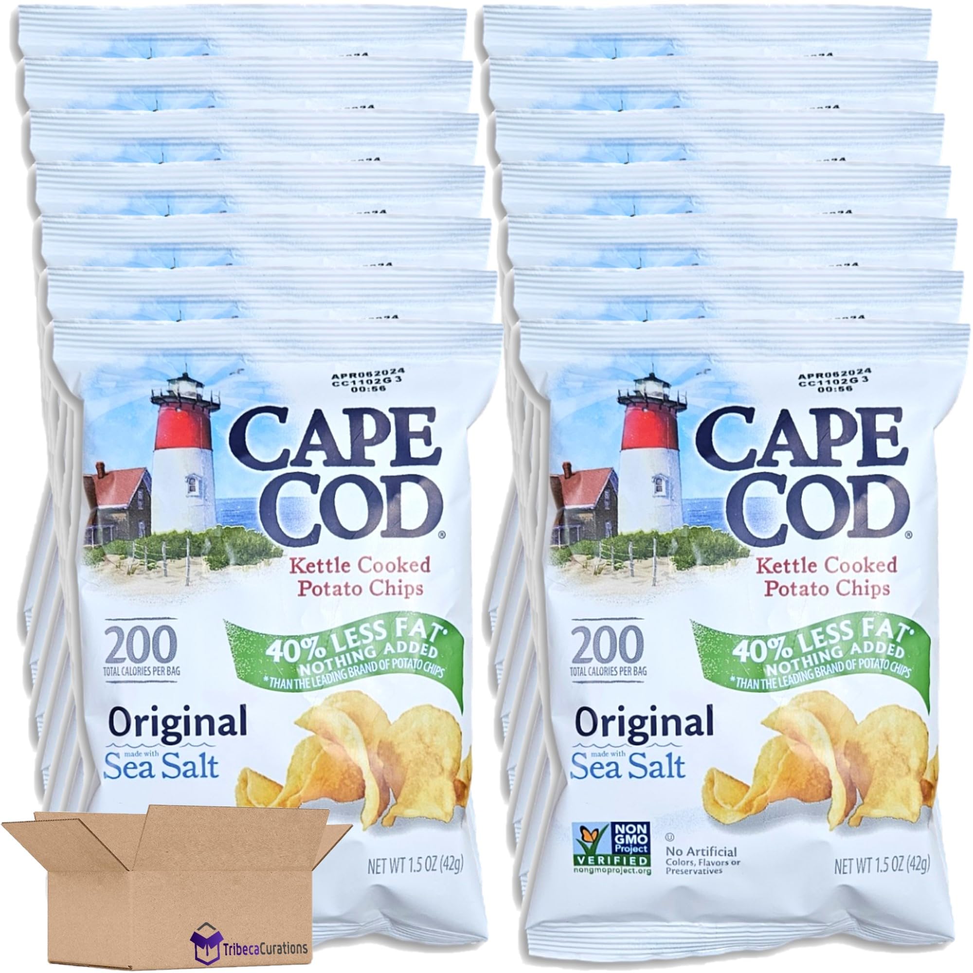 Cape Cod 40% Less Fat Kettle Cooked Potato Chips Value Pack   Original Sea Salt | 1.5 Ounce | Pack of 14 2
