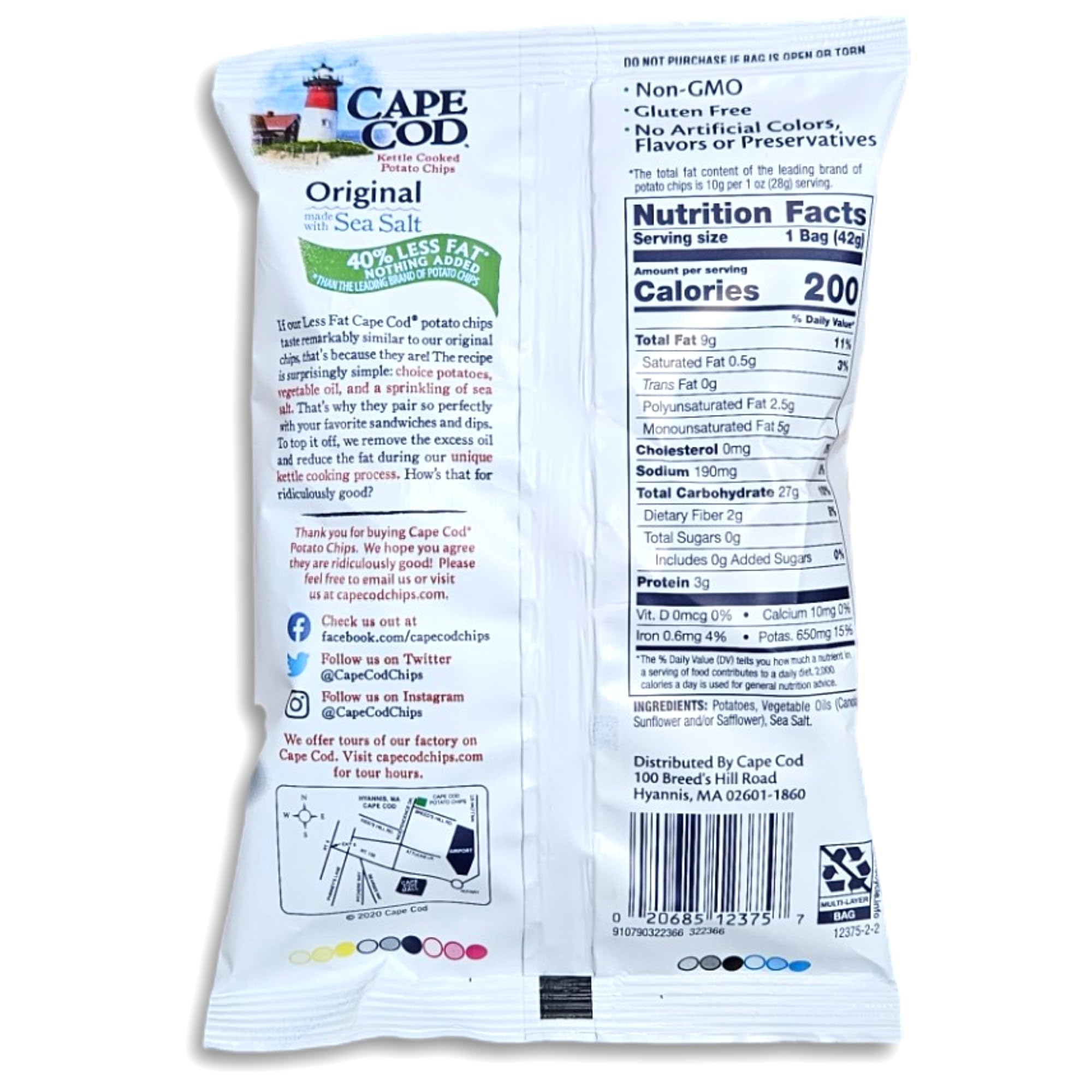 Cape Cod 40% Less Fat Kettle Cooked Potato Chips Value Pack   Original Sea Salt | 1.5 Ounce | Pack of 14 4