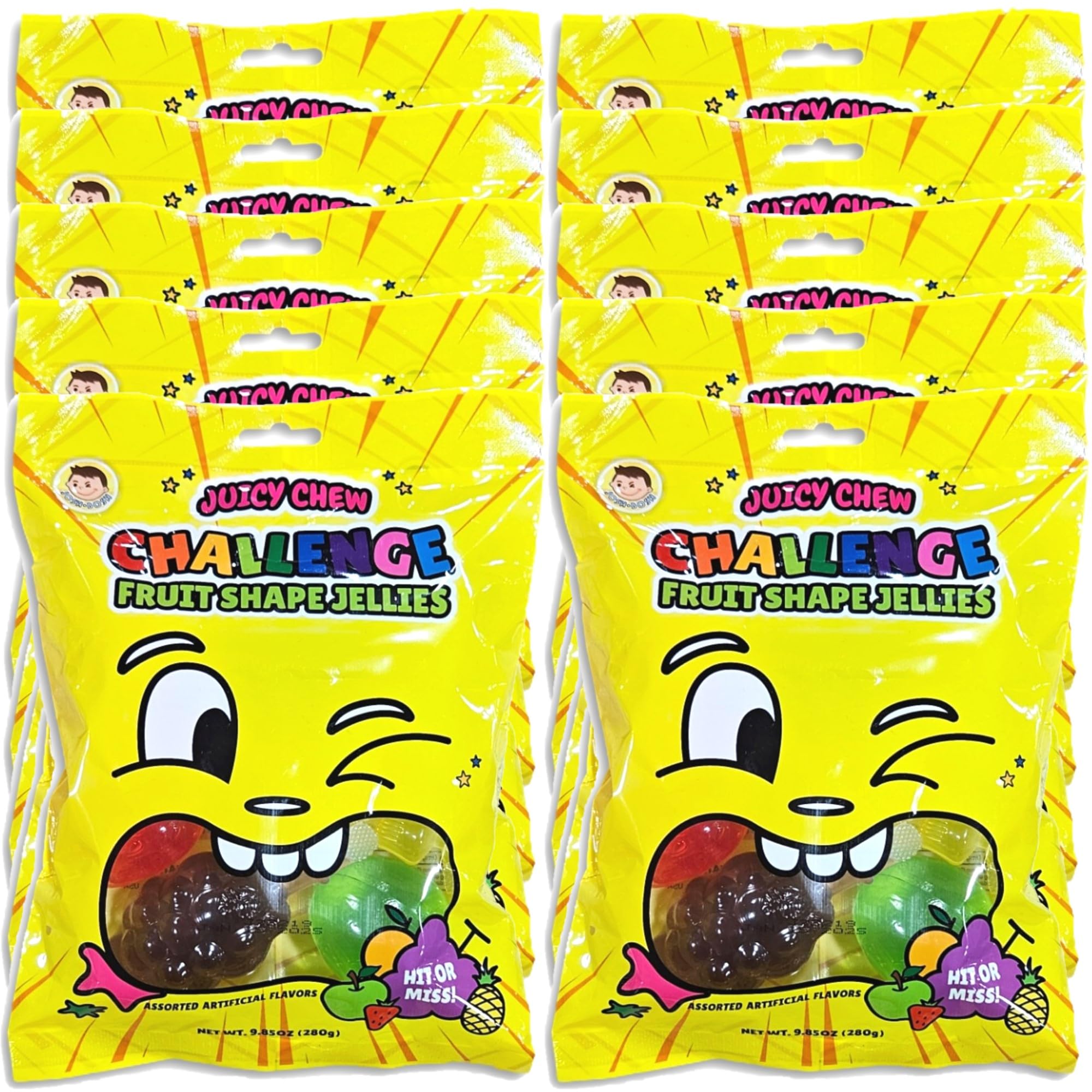 Juicy Chew Fruit Shape Jellies for TikTok Challenge Value Pack   9.85 Oz Bag | Pack of 10 (70 Total Jellies)