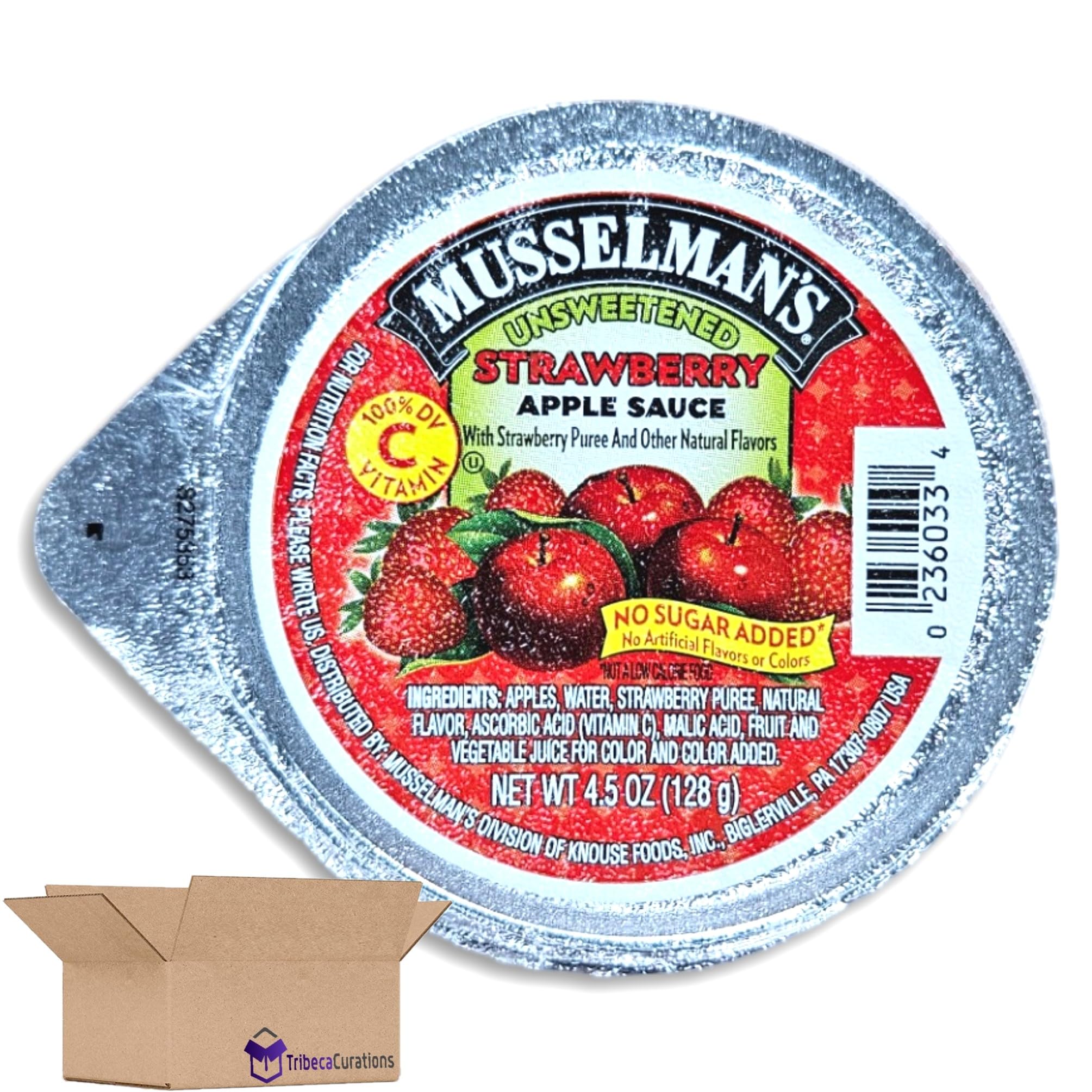 Unsweetened Strawberry Apple Sauce Cup Value Pack   4.5 Ounce | Pack of 24 3