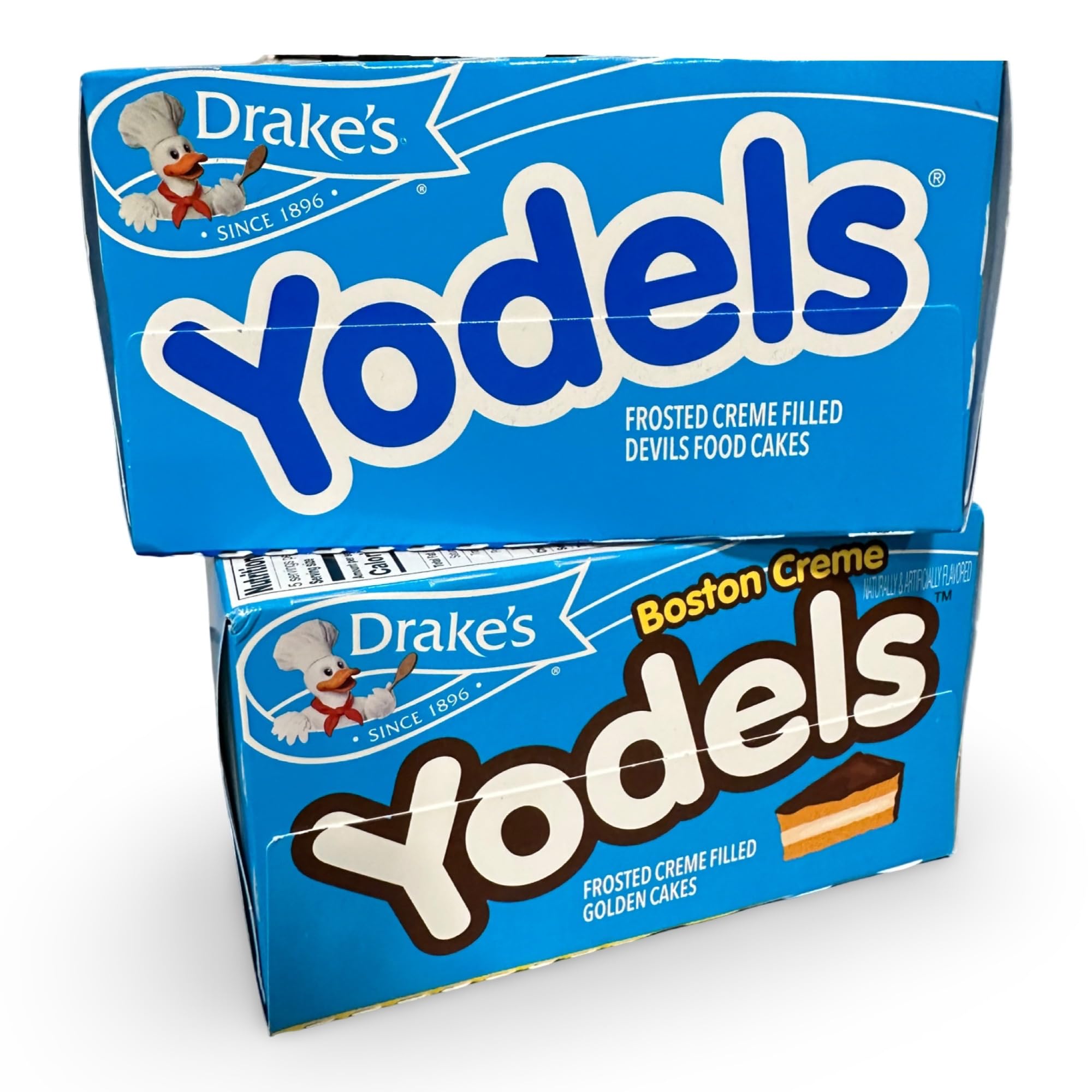 Drake's Yodels Snack Cakes Combo Pack | Boston Creme & Original Devils Food | Pack of 2 (20 Total Frosted Creme Filled Cakes) 4