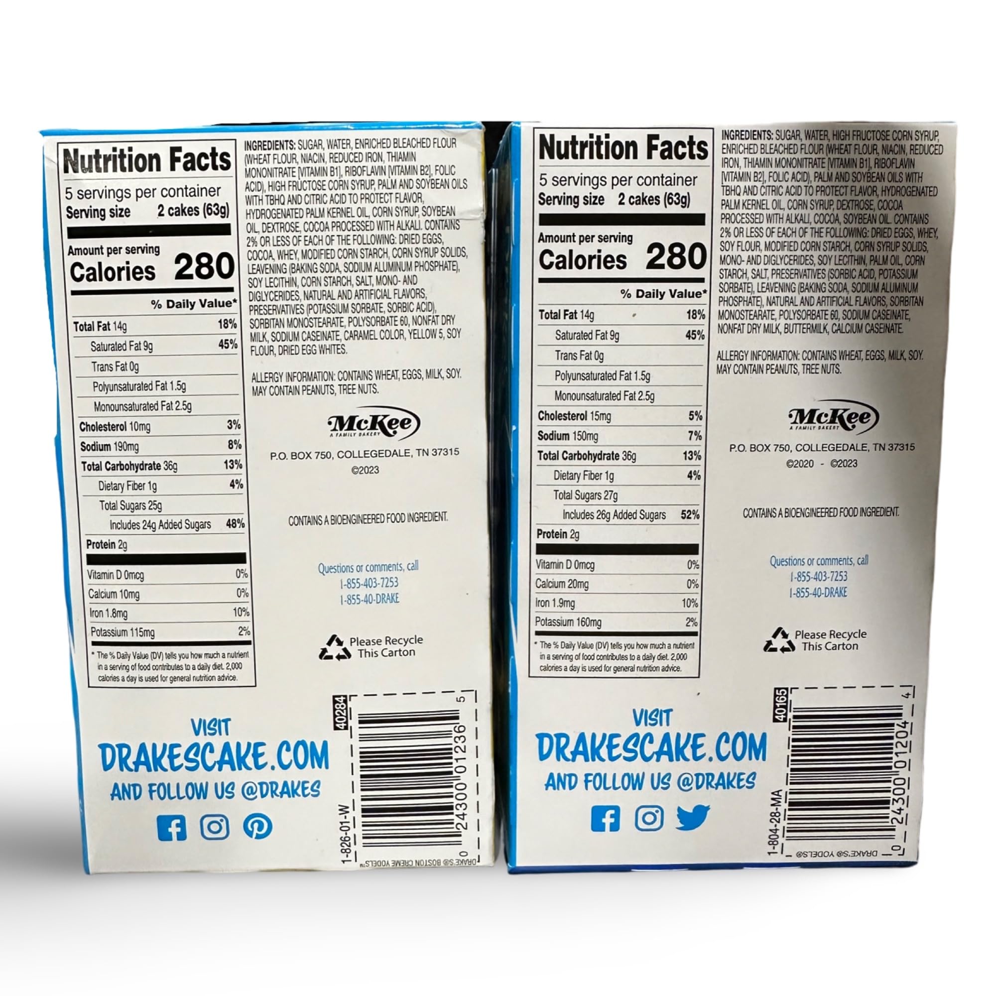 Drake's Yodels Snack Cakes Combo Pack | Boston Creme & Original Devils Food | Pack of 2 (20 Total Frosted Creme Filled Cakes) 2