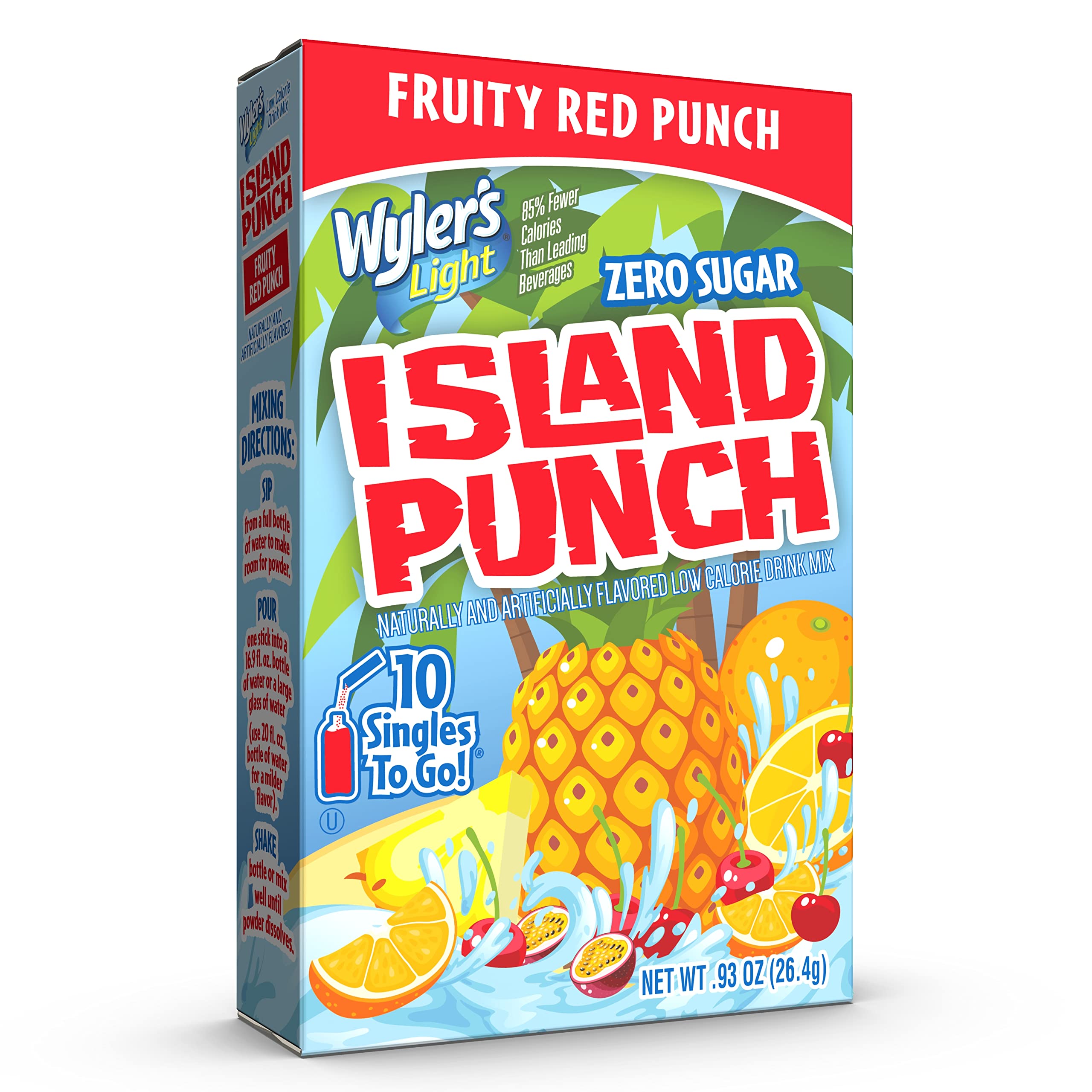 Wyler's Light Island Punch Singles To Go, Water Drink Mix, Frutity Red Punch, 10 Count, Pack Of 12 (120 Single Servings) 3