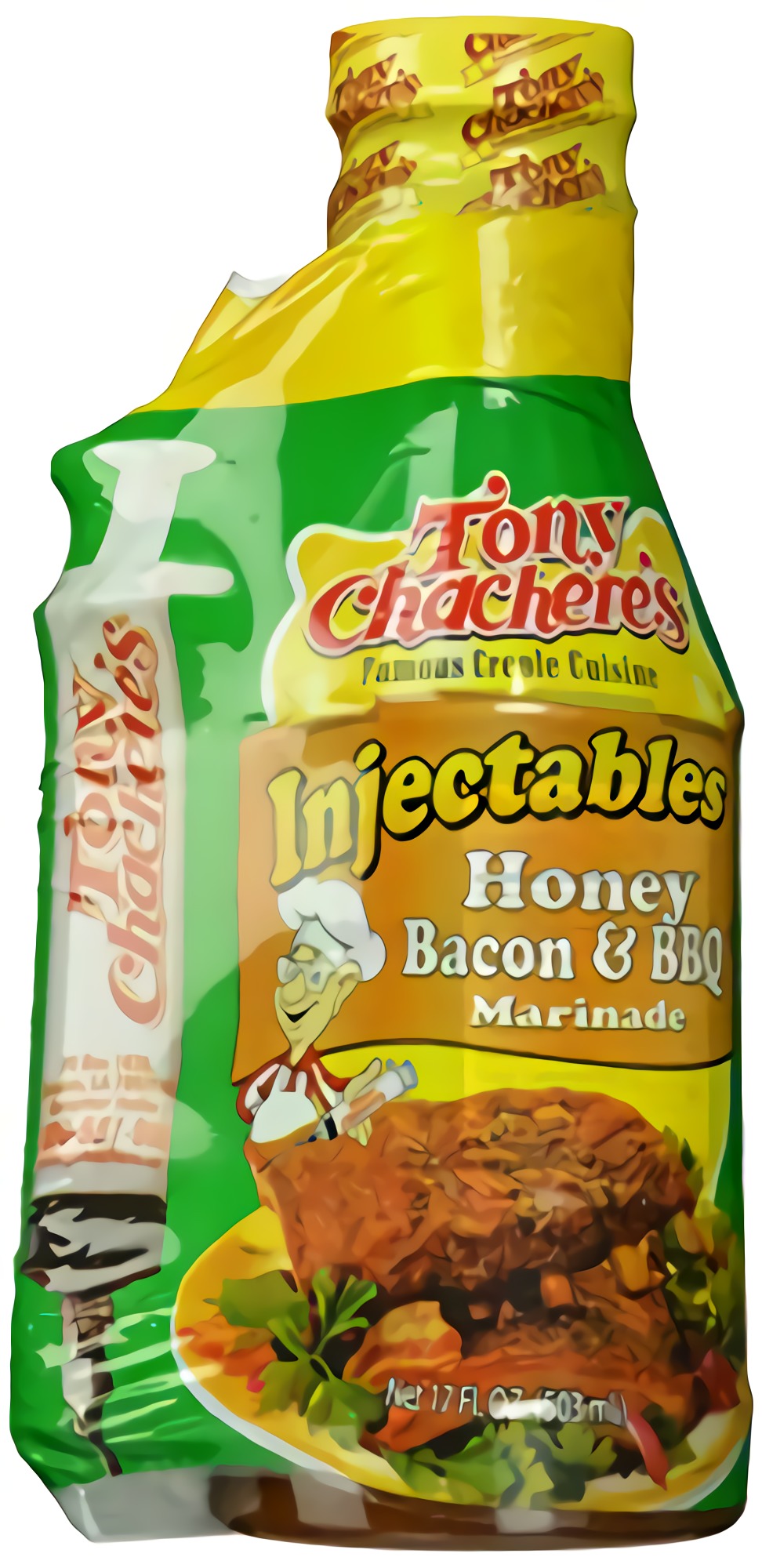 Tony Chachere Marinade, Honey Bacon BBQ with Injector, 17 Ounce (Pack of 6) 2
