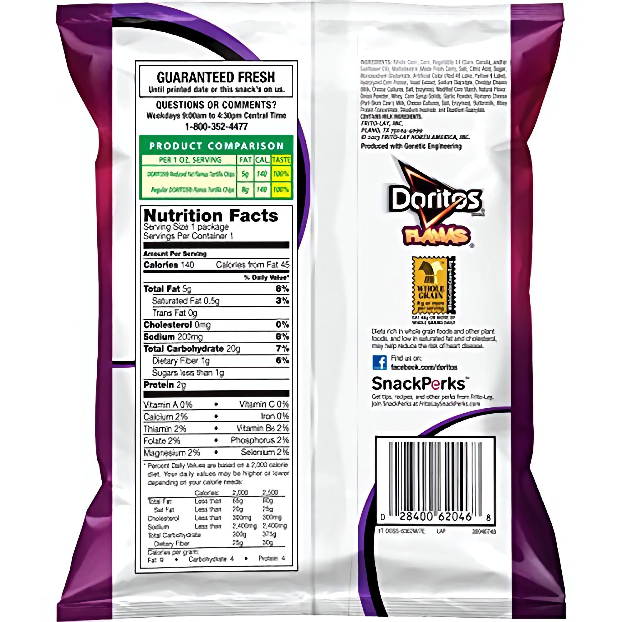 Doritos Reduced Fat Tortilla Chips, Flamas Flavored, 1 Ounce (Pack of 72) 3