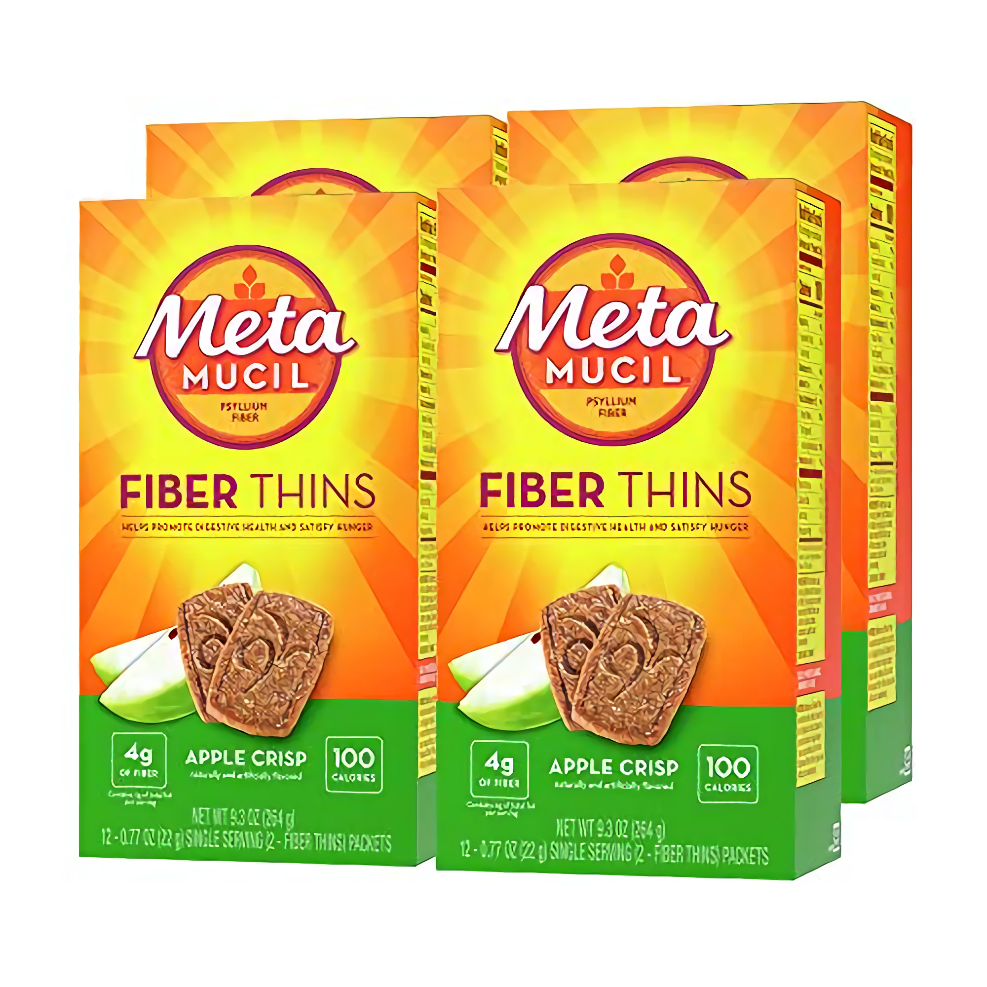 Metamucil Fiber Thins Wafers, Apple Crisp | 4 Boxes