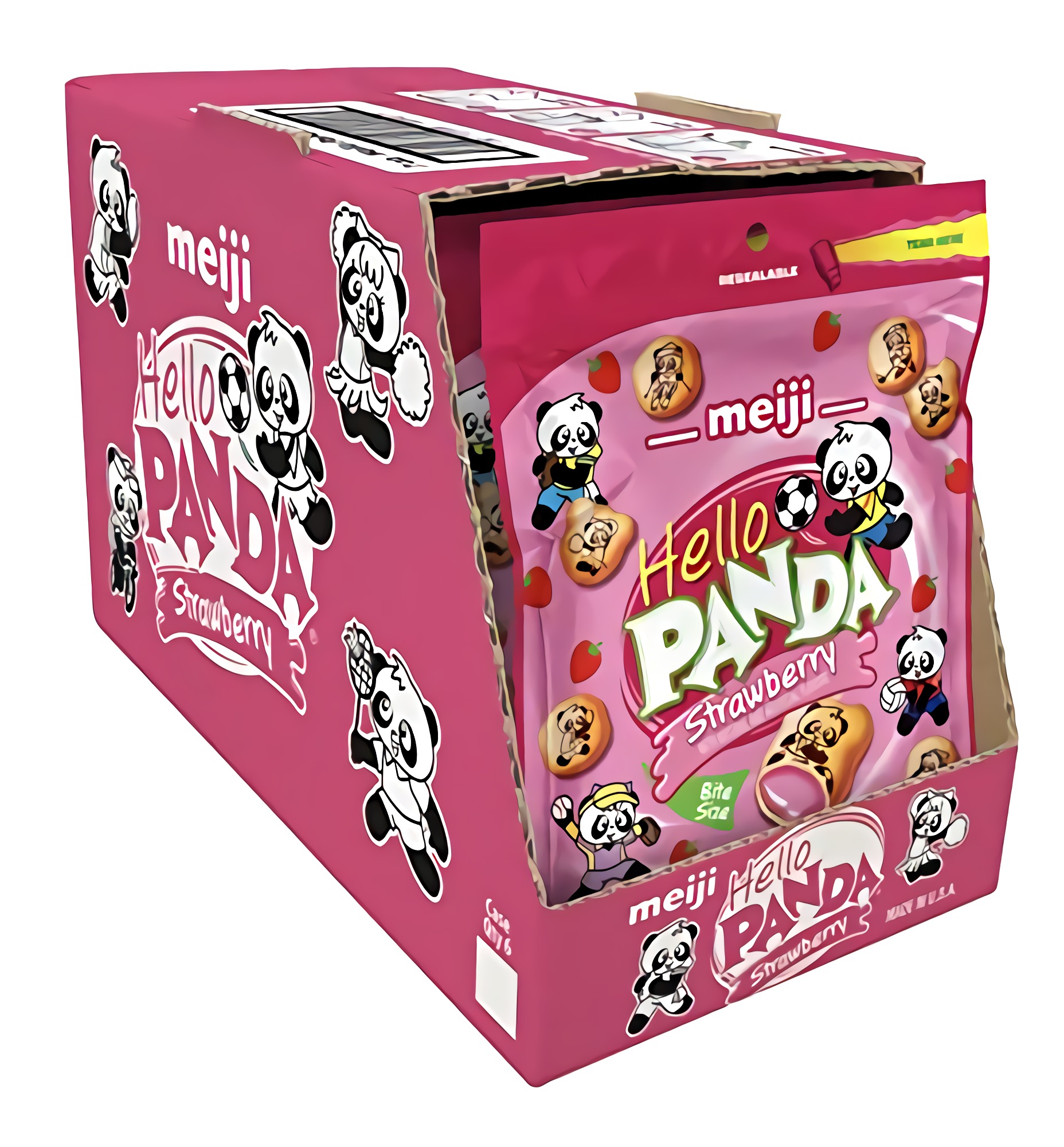 Meiji Hello Panda Cookies, Strawberry Creme Filled, Resealable Package - 7 oz, Pack of 6 - Bite Sized Cookies with Fun