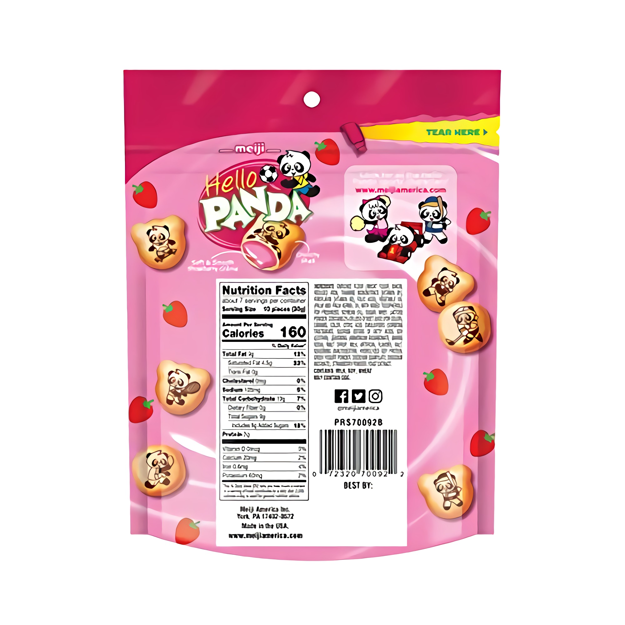 Meiji Hello Panda Cookies, Strawberry Creme Filled, Resealable Package - 7 oz, Pack of 6 - Bite Sized Cookies with Fun 4