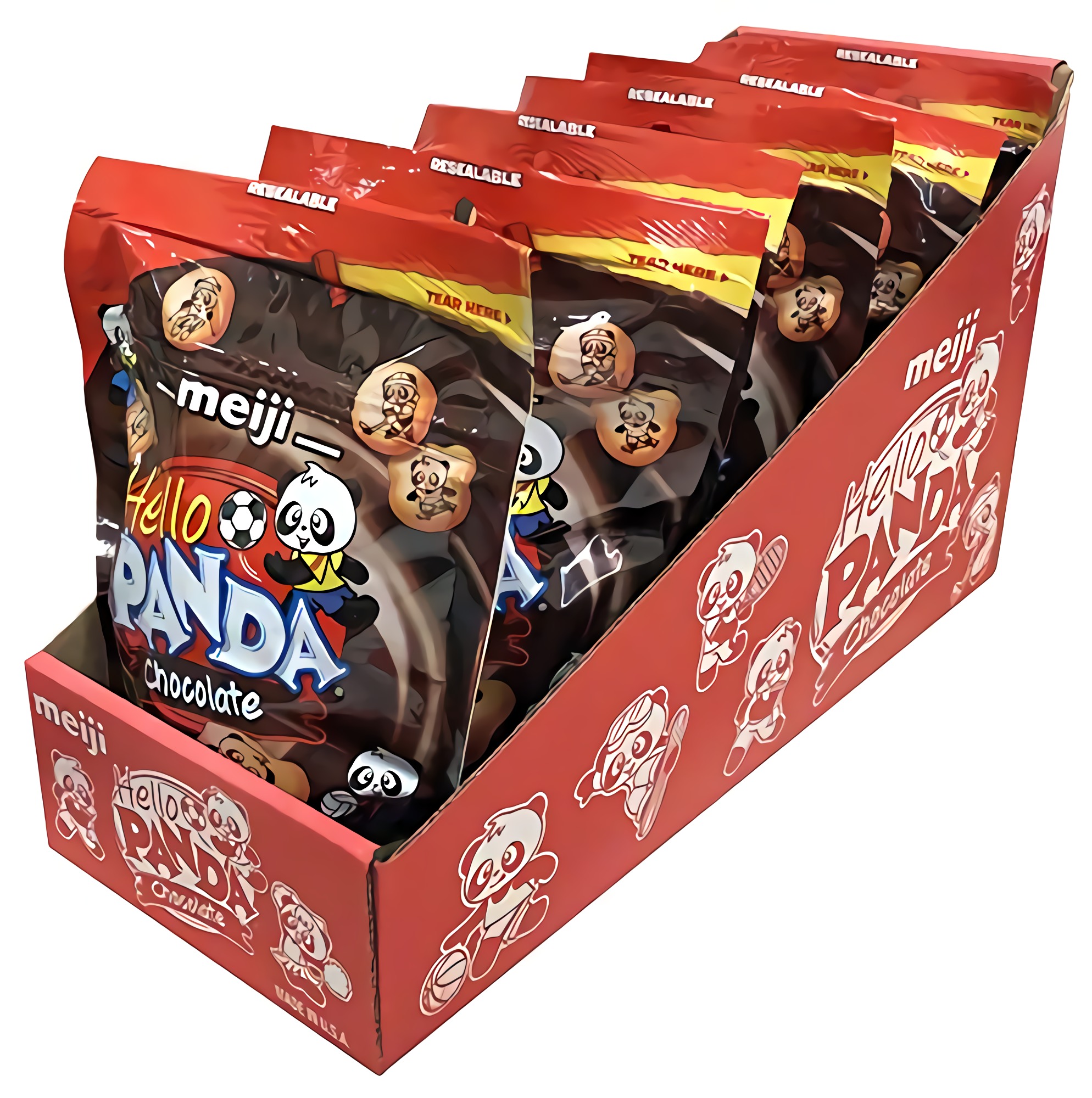 Meiji Hello Panda Cookies, Chocolate Creme Filled, Resealable Package - 7 oz, Pack of 6 - Bite Sized Cookies with Fun Pa 2