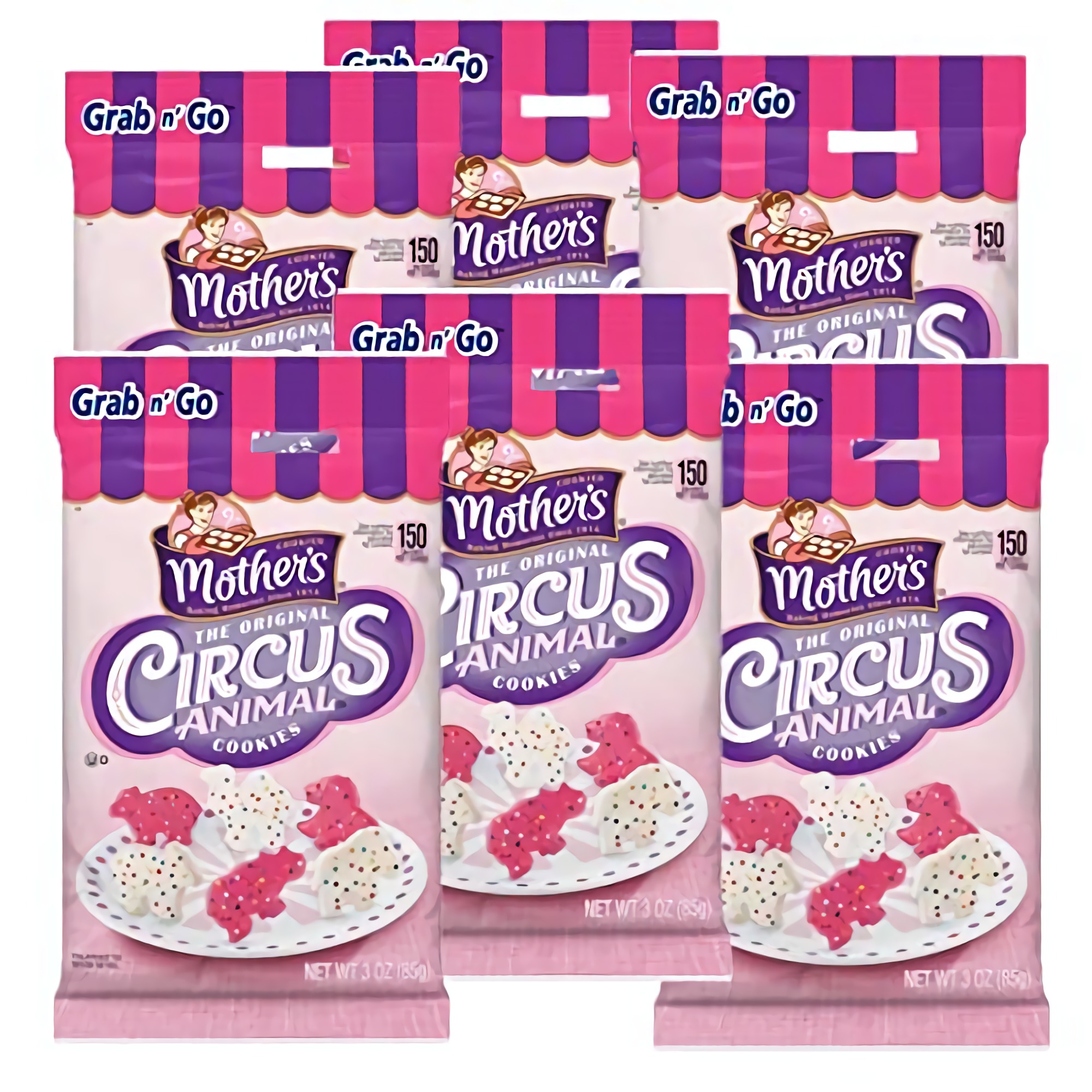 Mother's Iced Animal Crackers Cookies Circus Animals | 3 Oz (6 Pack)