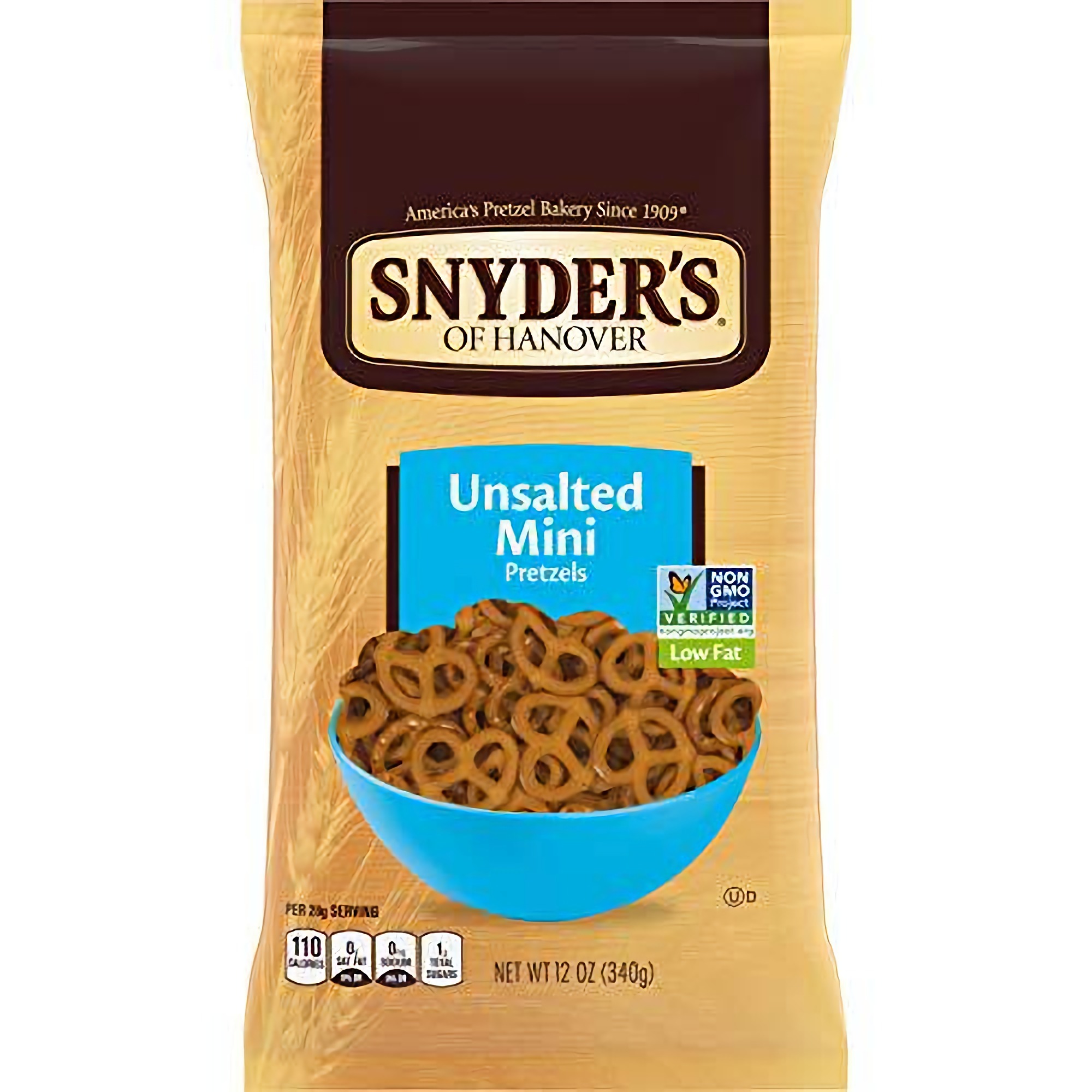 Snyder's of Hanover Mini Pretzels, Unsalted Pretzels, 12 Ounce Bag (Pack of 12) 2
