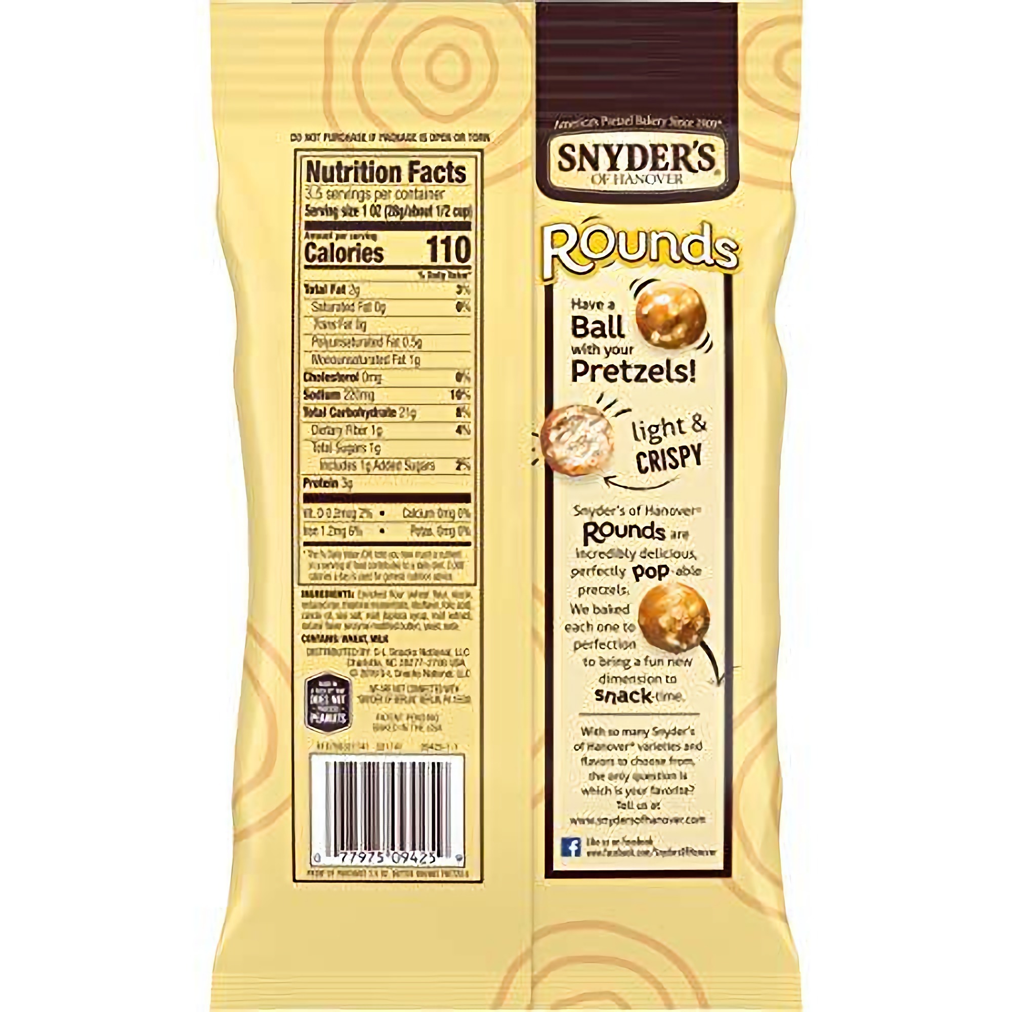 Snyder's of Hanover Pretzels, Rounds, Butter, 3.5 Ounce (Pack Of 8) 3