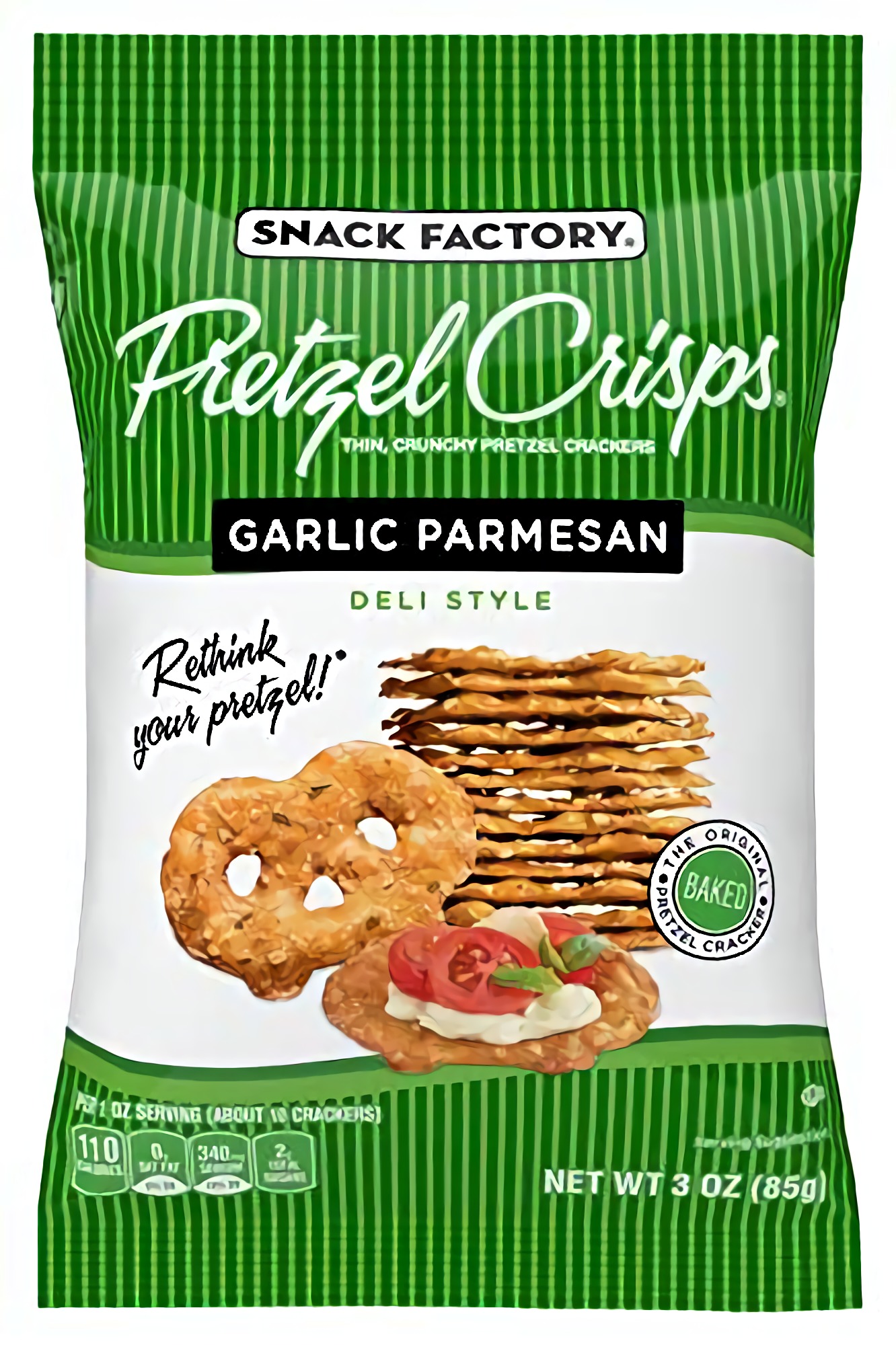 Snack Factory Pretzel Crisps Garlic Parmesan On-the-Go Bag, 3 Oz (Pack of 8) 2