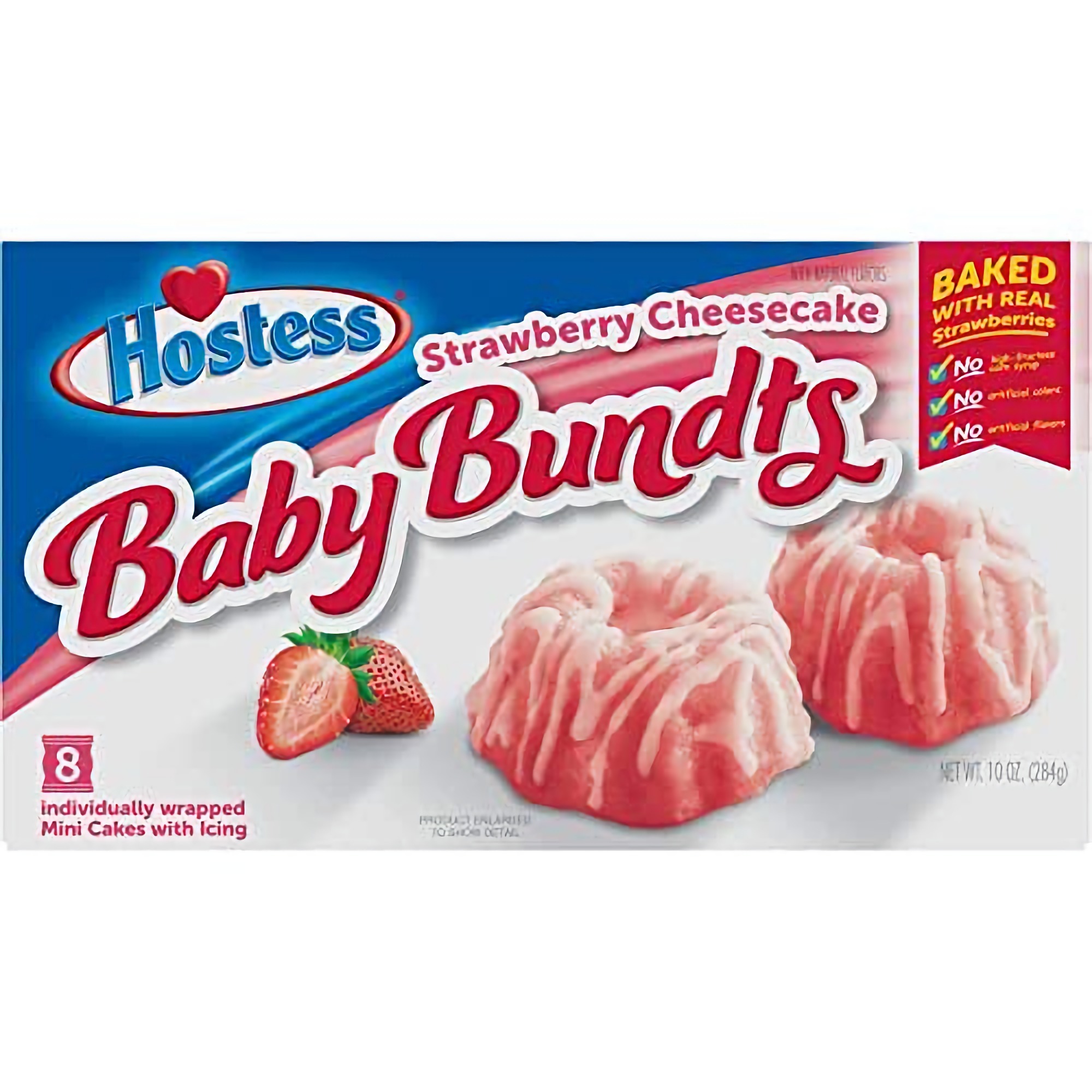 Hostess Strawberry Cheesecake Baby Bundt Cakes | 10 Ounce | Box of 8 | Pack of 3 (24 Total Cakes)