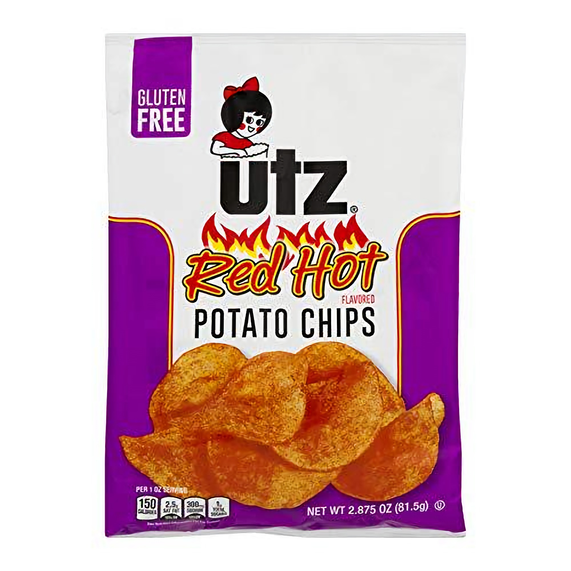 UTZ Red Hot Potato Chips 2.875 oz Bags - Pack of 7 2