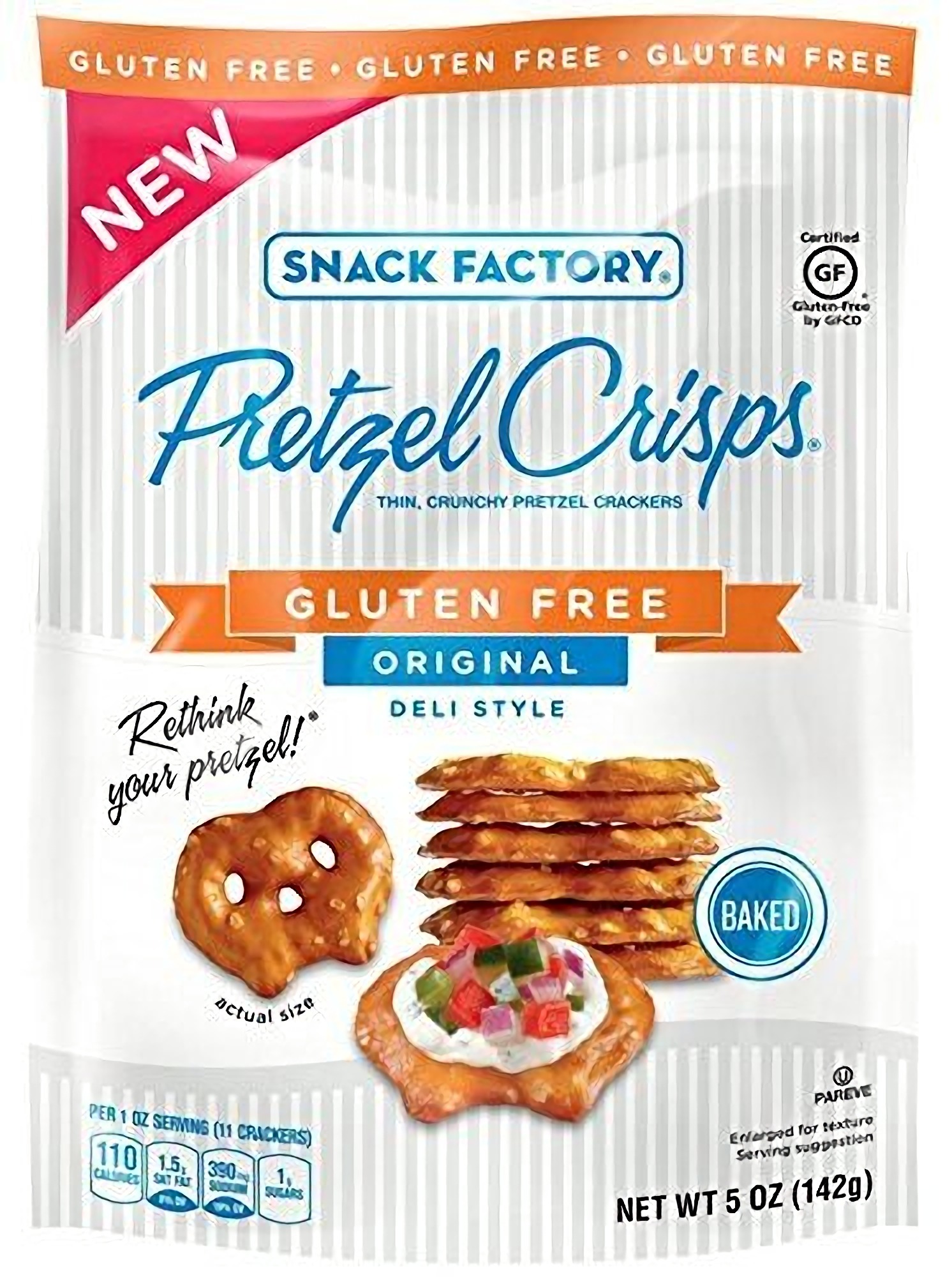 Snack Factory Pretzel Crisps, Gluten Free Original, 5 Ounce (Pack of 12)