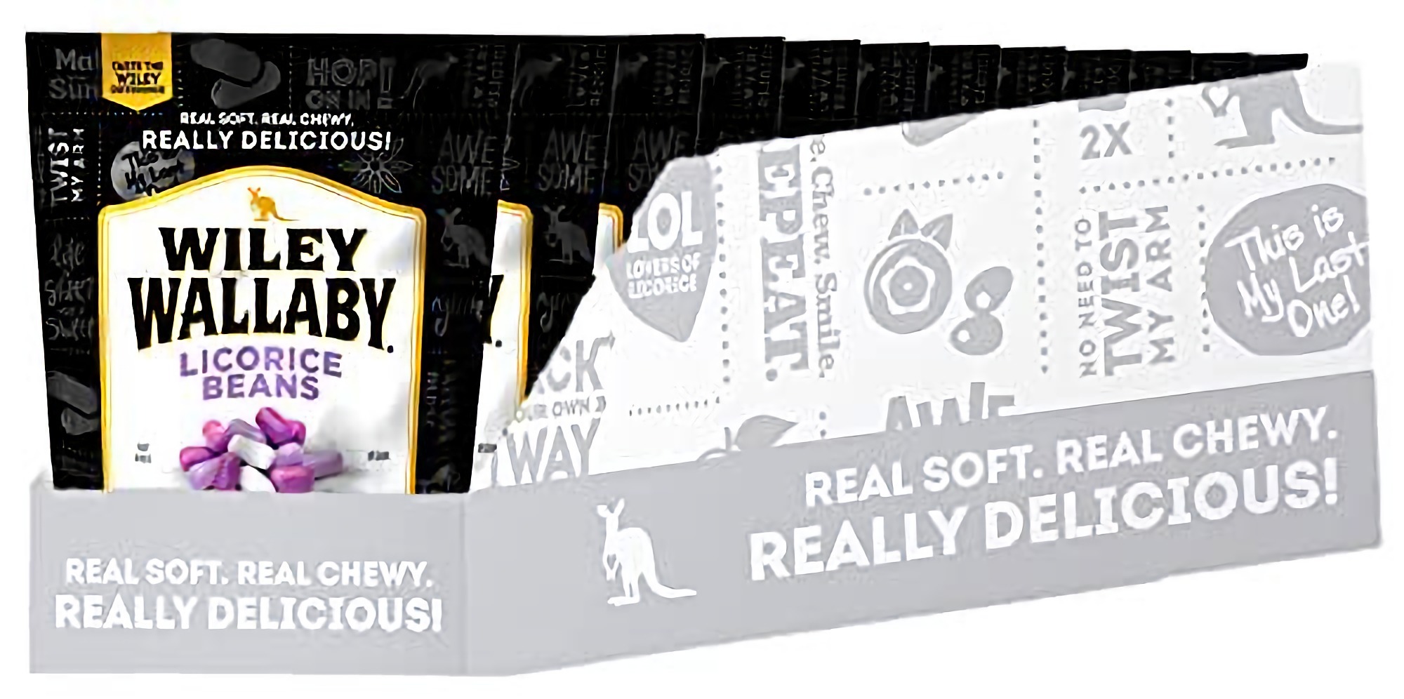 Wiley Wallaby Classic Black Licorice Beans, 7.05 Ounce Resealable Bags, 12 Count 3