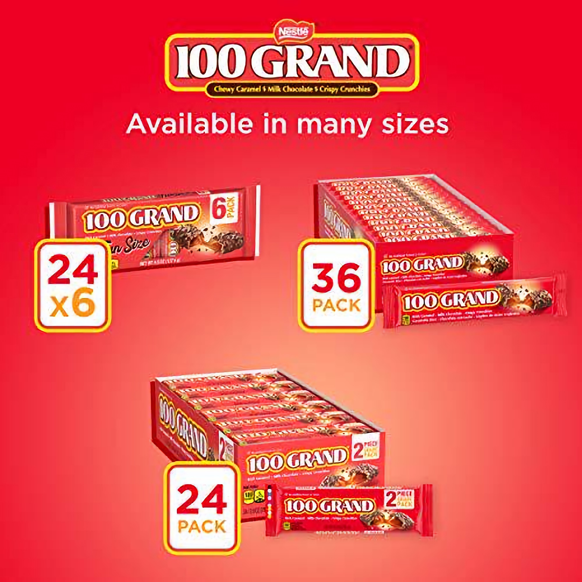 100 Grand Milk Chocolate Share Packs, 2.25 oz, Pack of 24 5