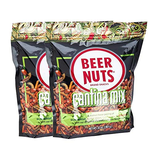 BEER NUTS Cantina Mix - 32 oz. Resealable Bag (Pack of 2), Original Peanuts, Chili Lemon Roasted Corn, Black Bean Sticks