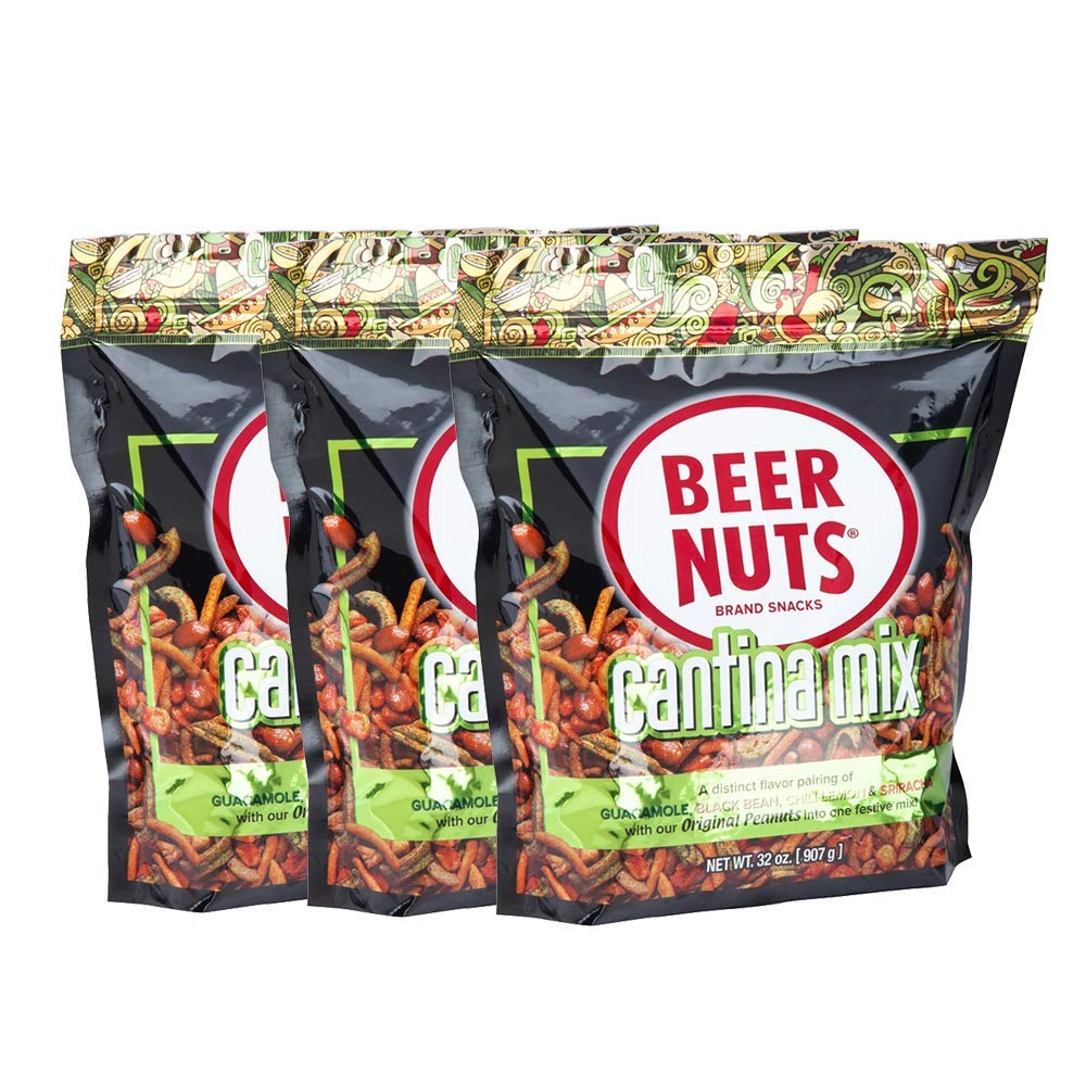 BEER NUTS Cantina Mix - 32 oz. Resealable Bag (Pack of 3), Original Peanuts, Chili Lemon Roasted Corn, Black Bean Sticks 2