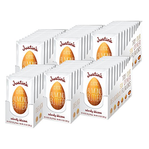 Justin's Classic Almond Butter Squeeze Packs, Only Two Ingredients, Gluten-Free, Non-GMO, Keto-Friendly, Responsibly Sou