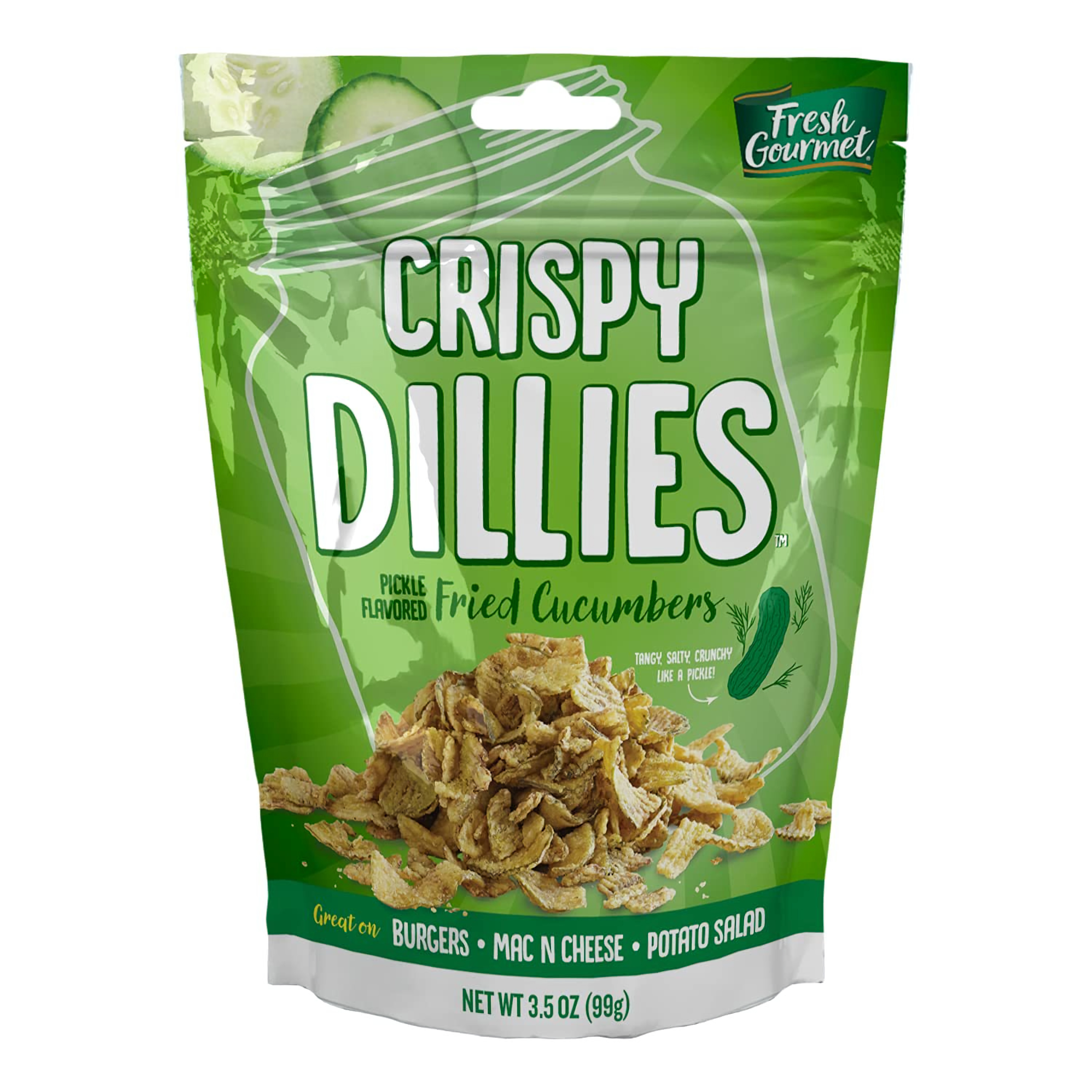 Fresh Gourmet Crispy Dillies Pickle Flavored Fried Cucumbers | Low Carb | Crunch - Picture 1 of 4