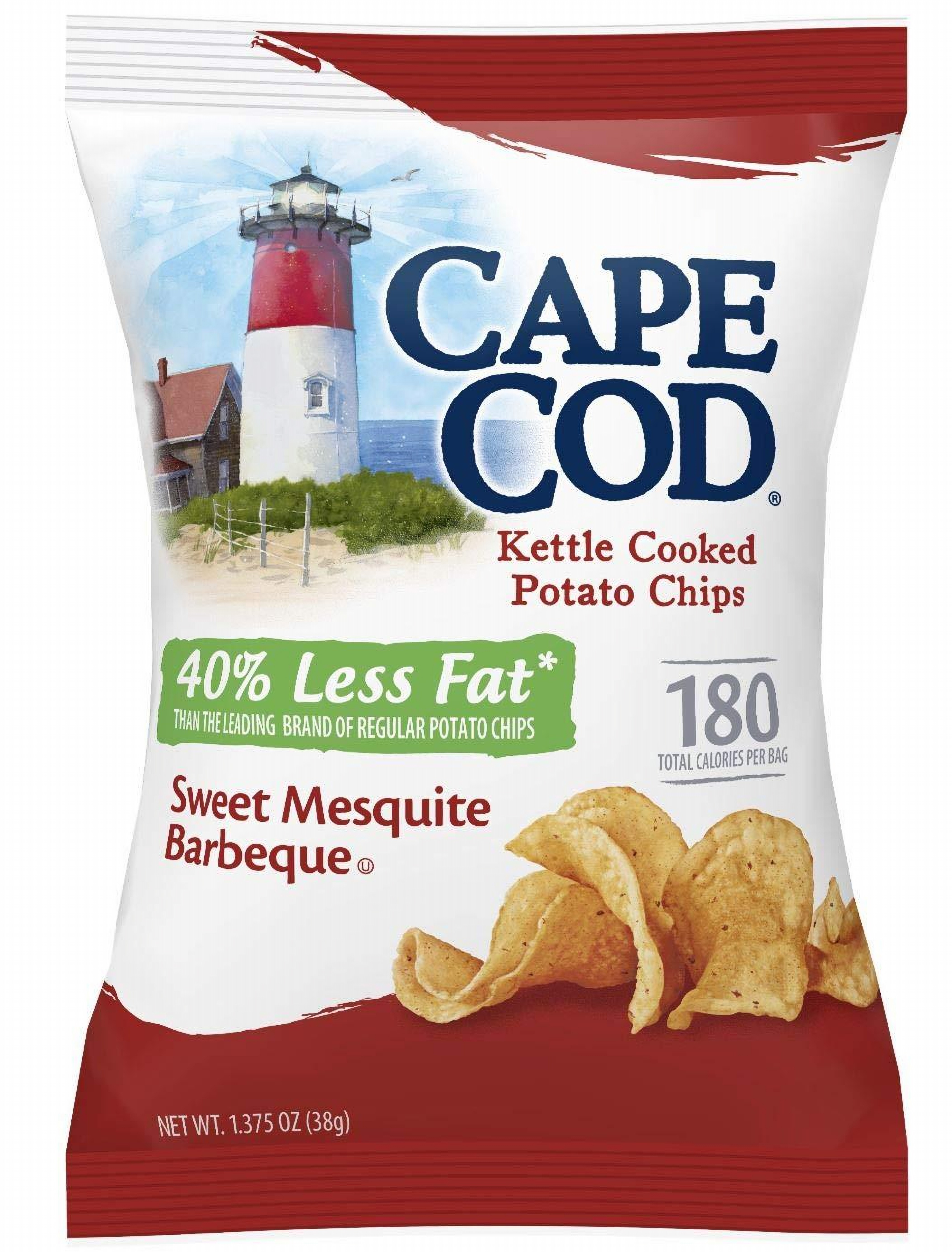 Cape Cod Potato Chips, Sweet Mesquite Barbeque BBQ Kettle Cooked, 1.375 Ounce (12-Pack)
