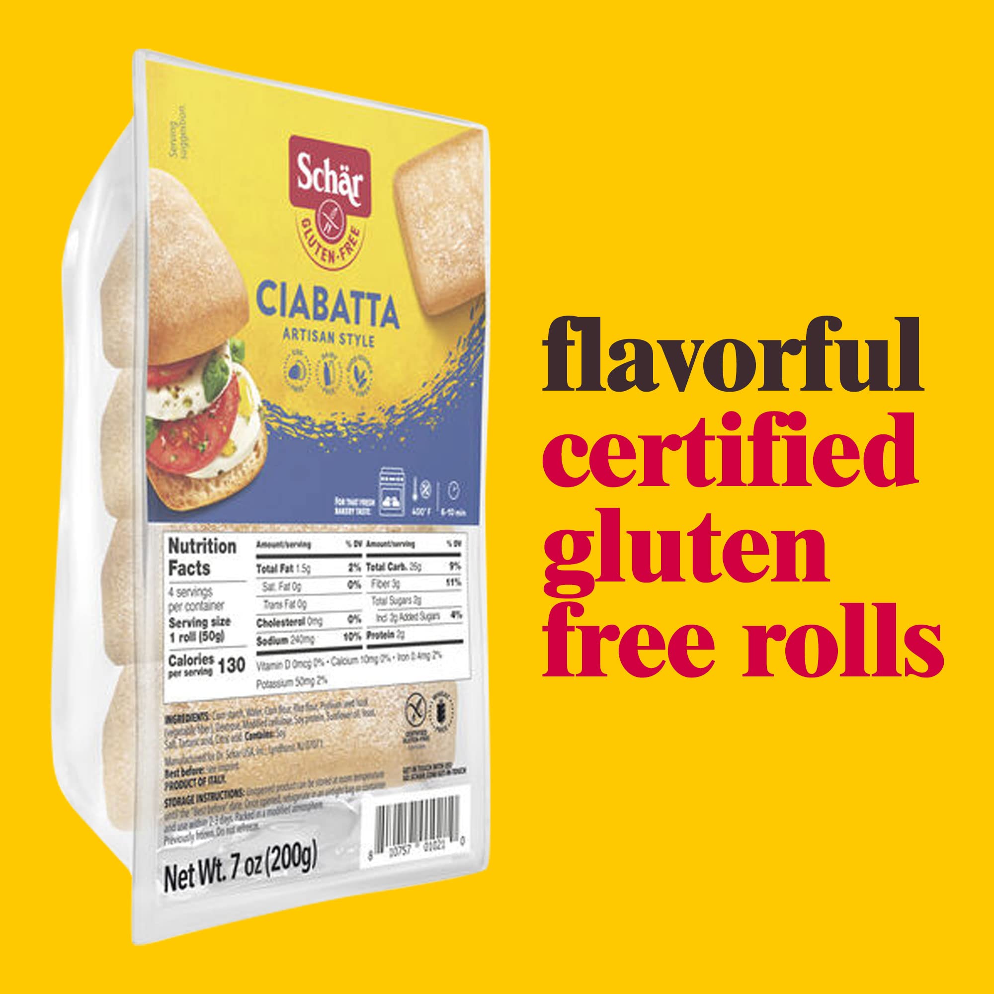 Schar - Ciabatta Rolls - Certified Gluten Free - No GMO's, or Wheat - Dairy Free - (7.0 oz) 2 Pack 5