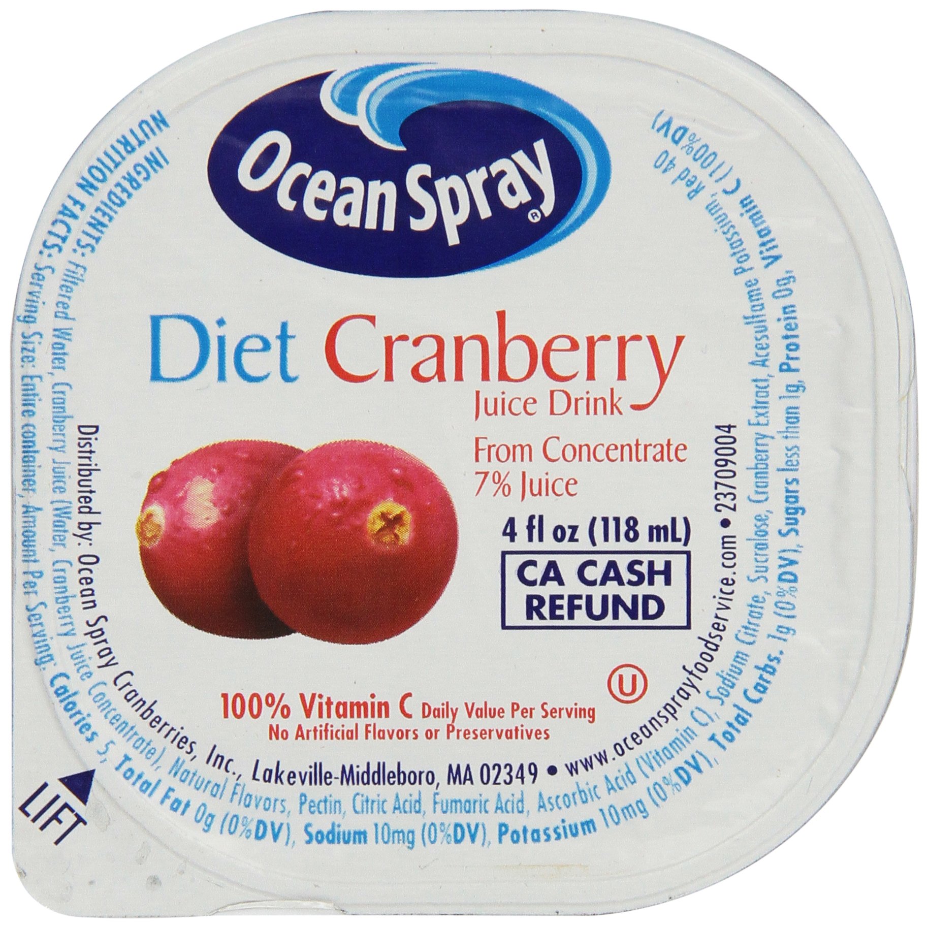 Ocean Spray Diet Cranberry Juice Cups, 4 Ounce (Pack of 48)