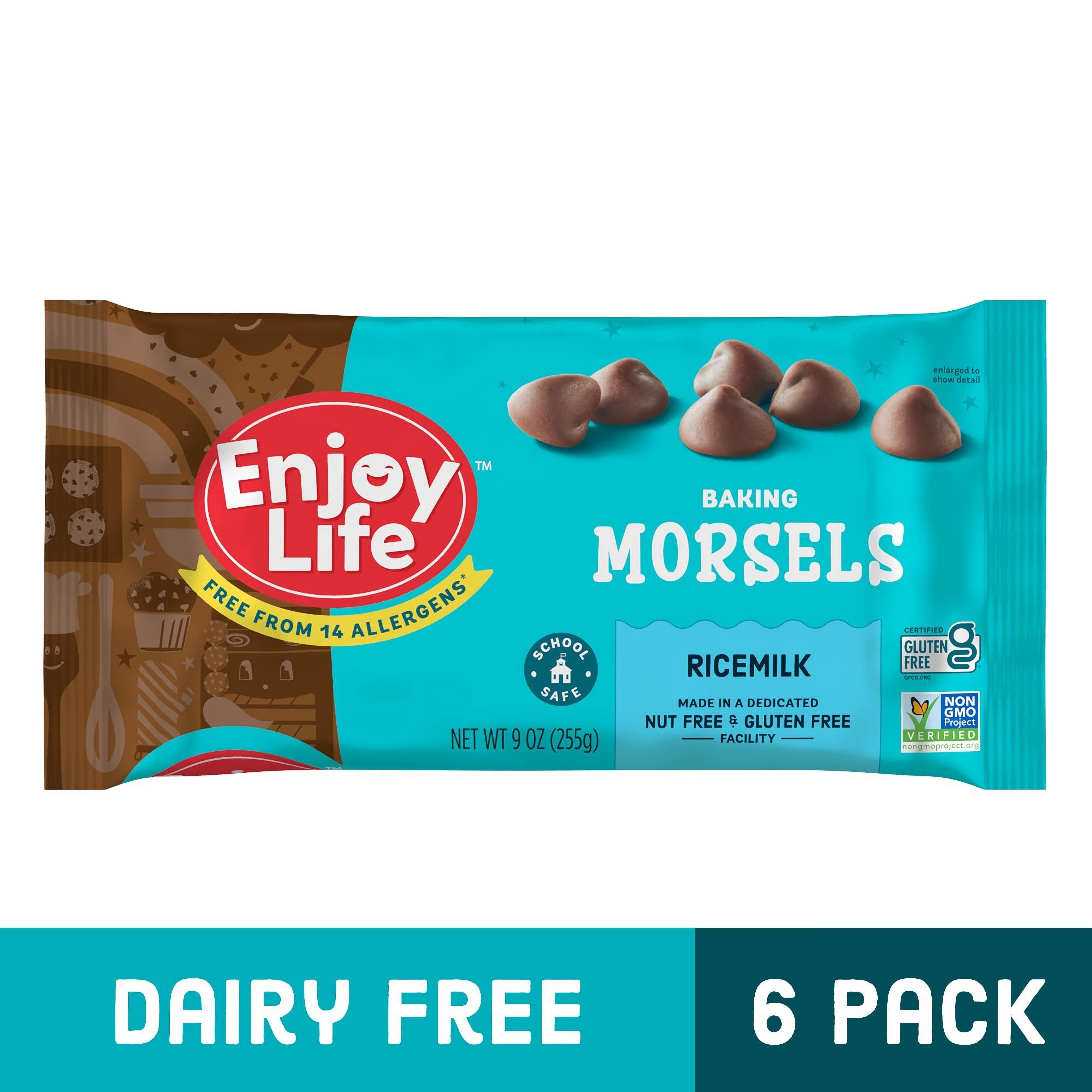 Enjoy Life Ricemilk Baking Morsels Milk Chocolate Flavor, Gluten Free, School Safe, Non GMO, Dairy Free, Soy Free, Vegan | 6 Bags 3