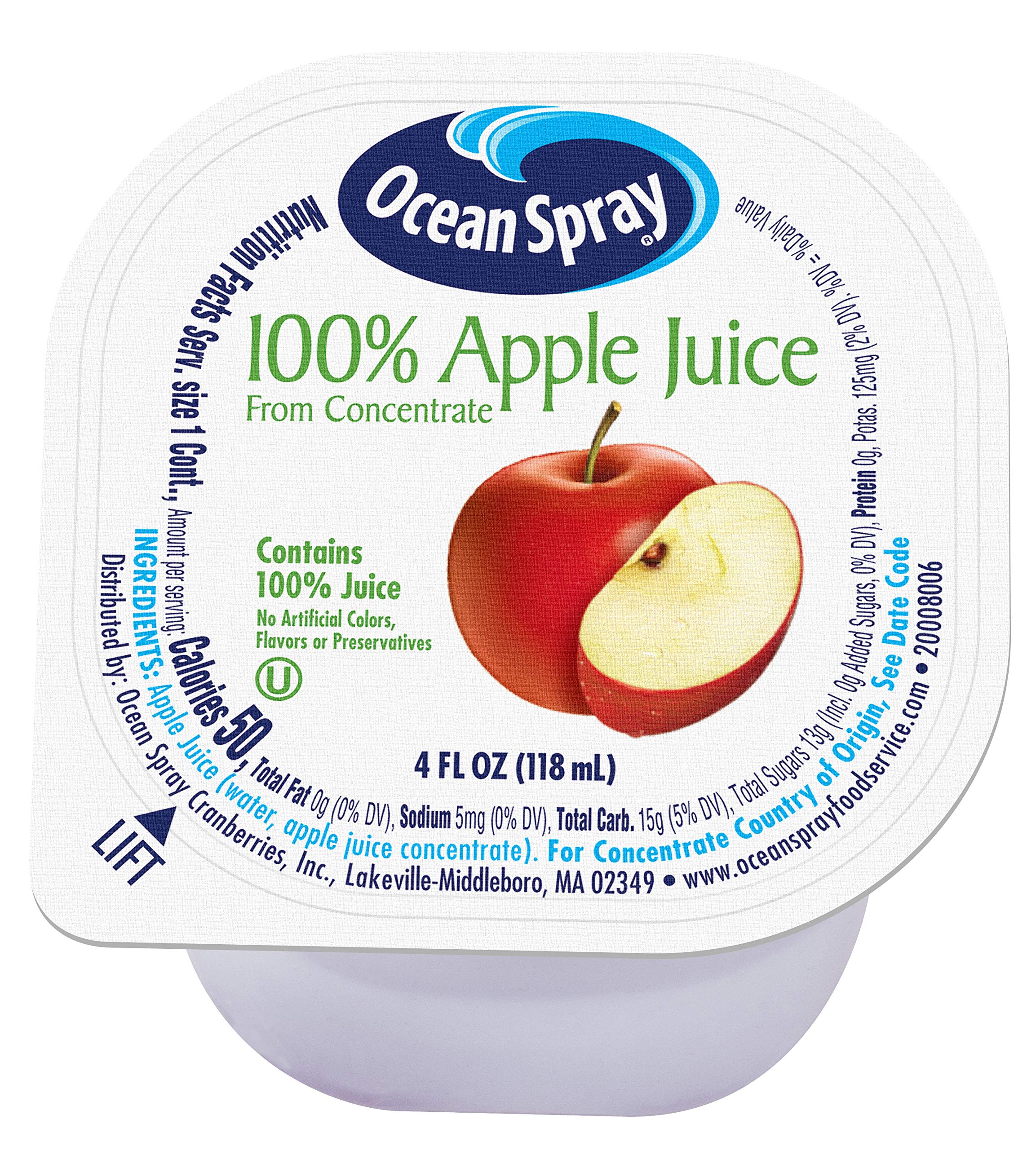 Ocean Spray 100% Apple Juice Cups, 4 Ounce (Pack of 48) 2