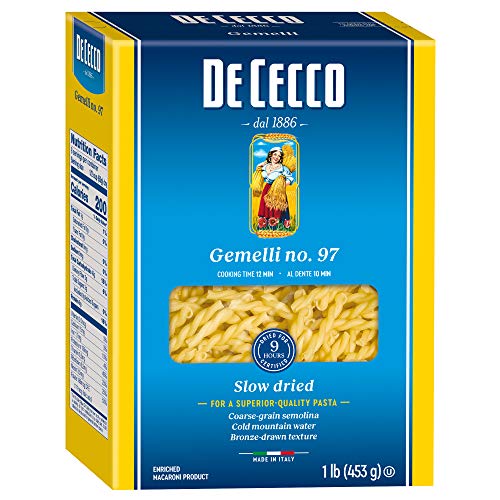 De Cecco Pasta, Gemelli No.97, 1 Pound (Pack of 12) - Made in Italy, High in Protein & Iron, Bronze die