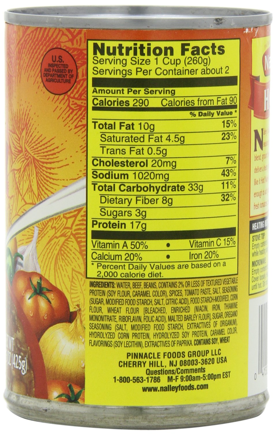 Nalley Hot Chili with Beans, 14-Ounce Cans (Pack of 8) 4
