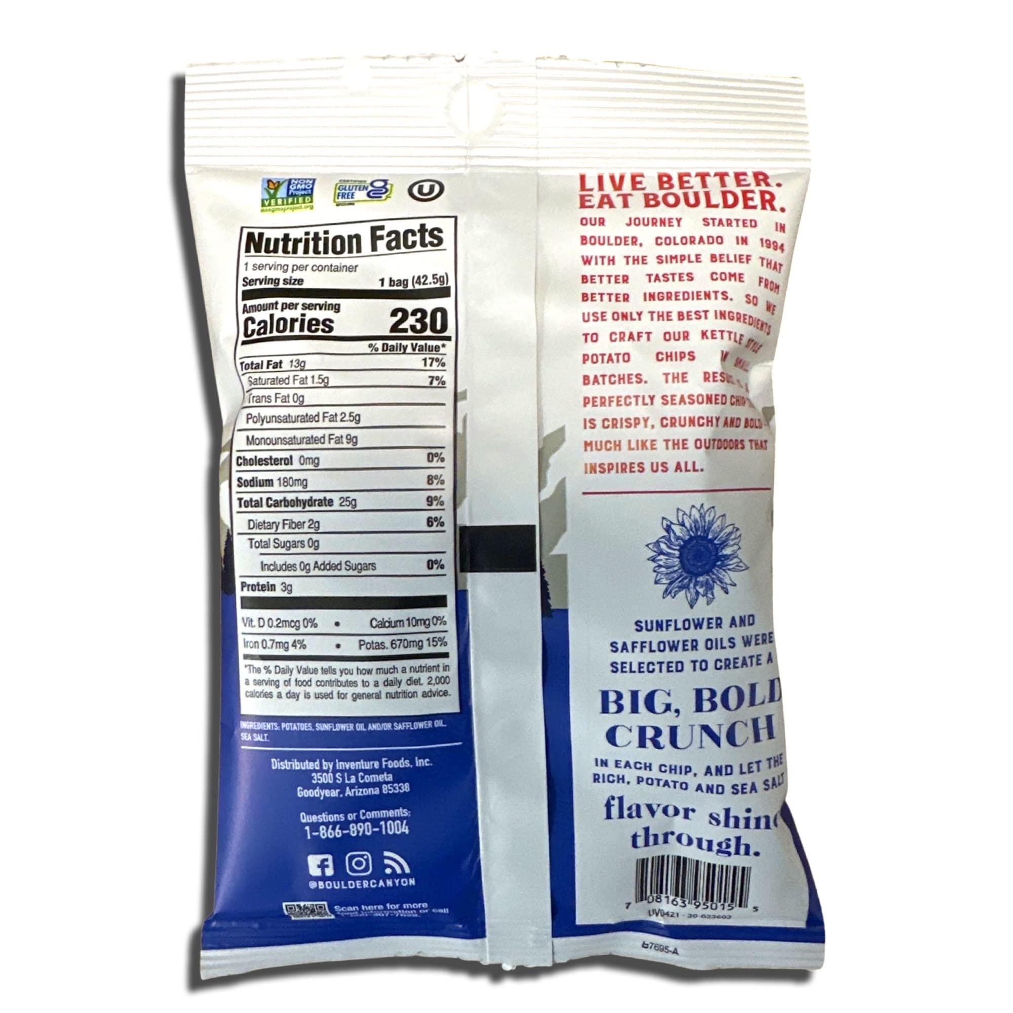 Kettle Style Potato Chips from Boulder | 1.5 Oz | (Sea Salt, 10 Bags) 3