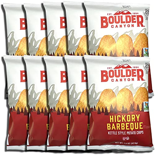 Kettle Style Potato Chips from Boulder | 1.5 Oz | (Hickory BBQ, 10 Bags)
