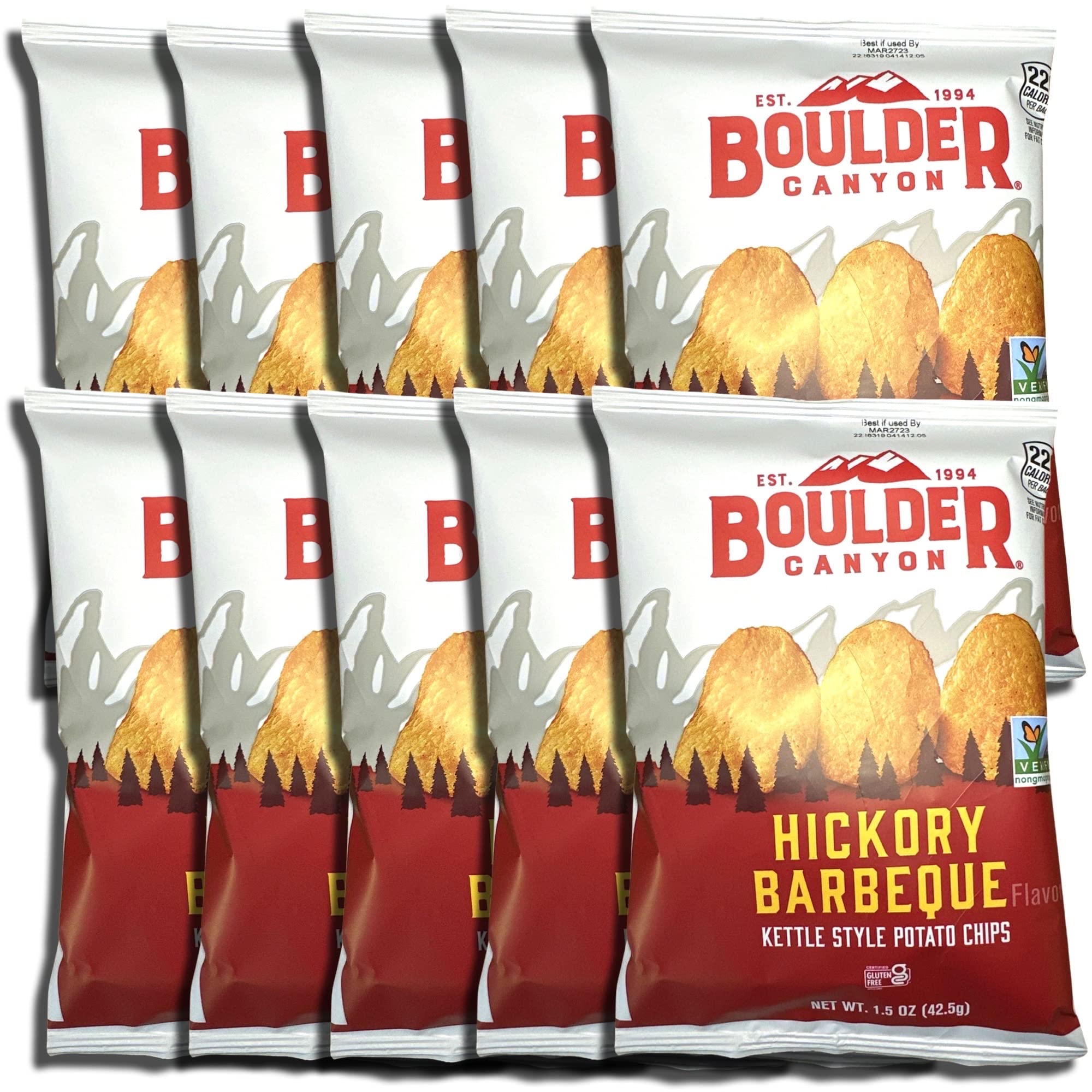 Kettle Style Potato Chips from Boulder | 1.5 Oz | (Hickory BBQ, 10 Bags) 2