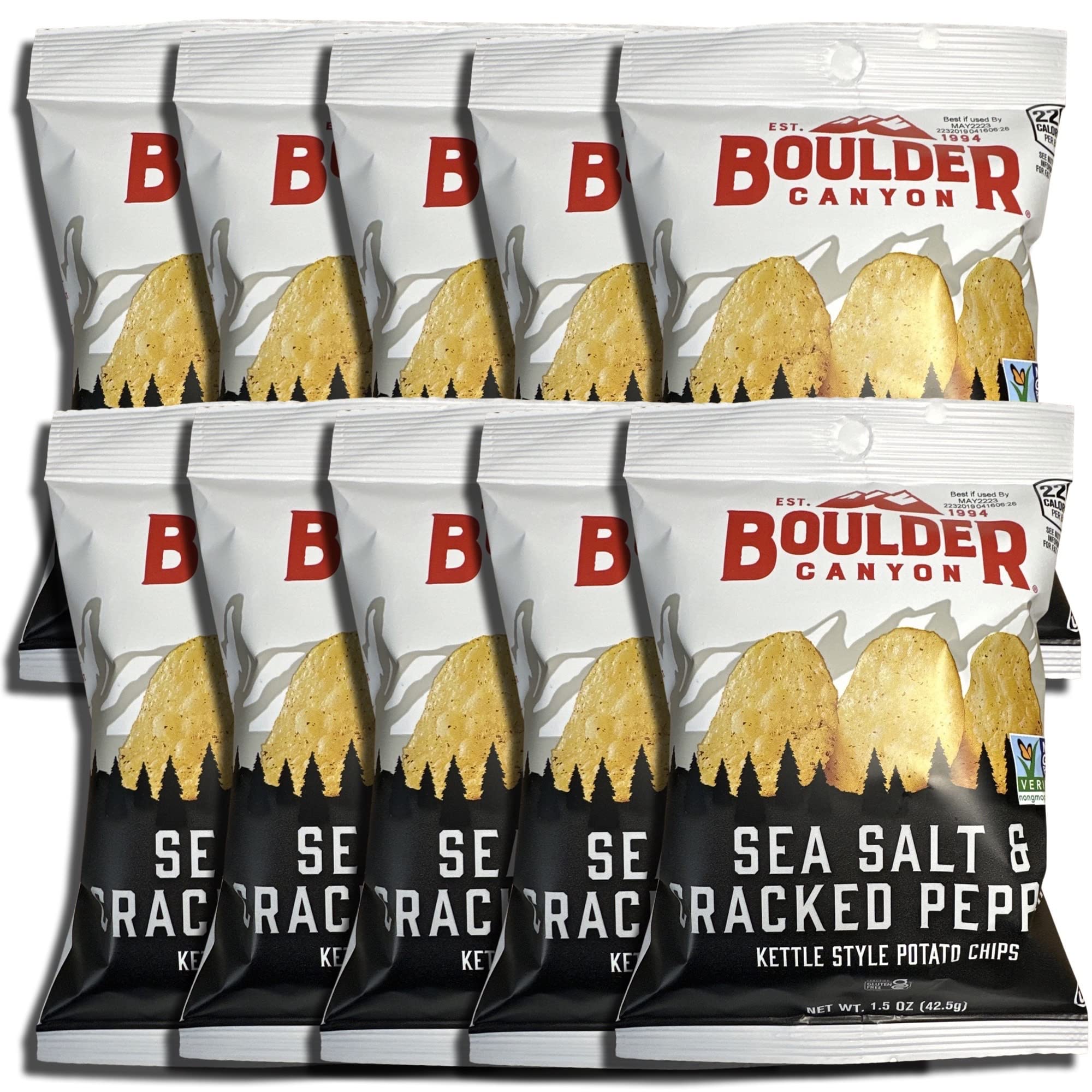 Kettle Style Potato Chips from Boulder | 1.5 Oz | (Hickory BBQ, 10 Bags) 6